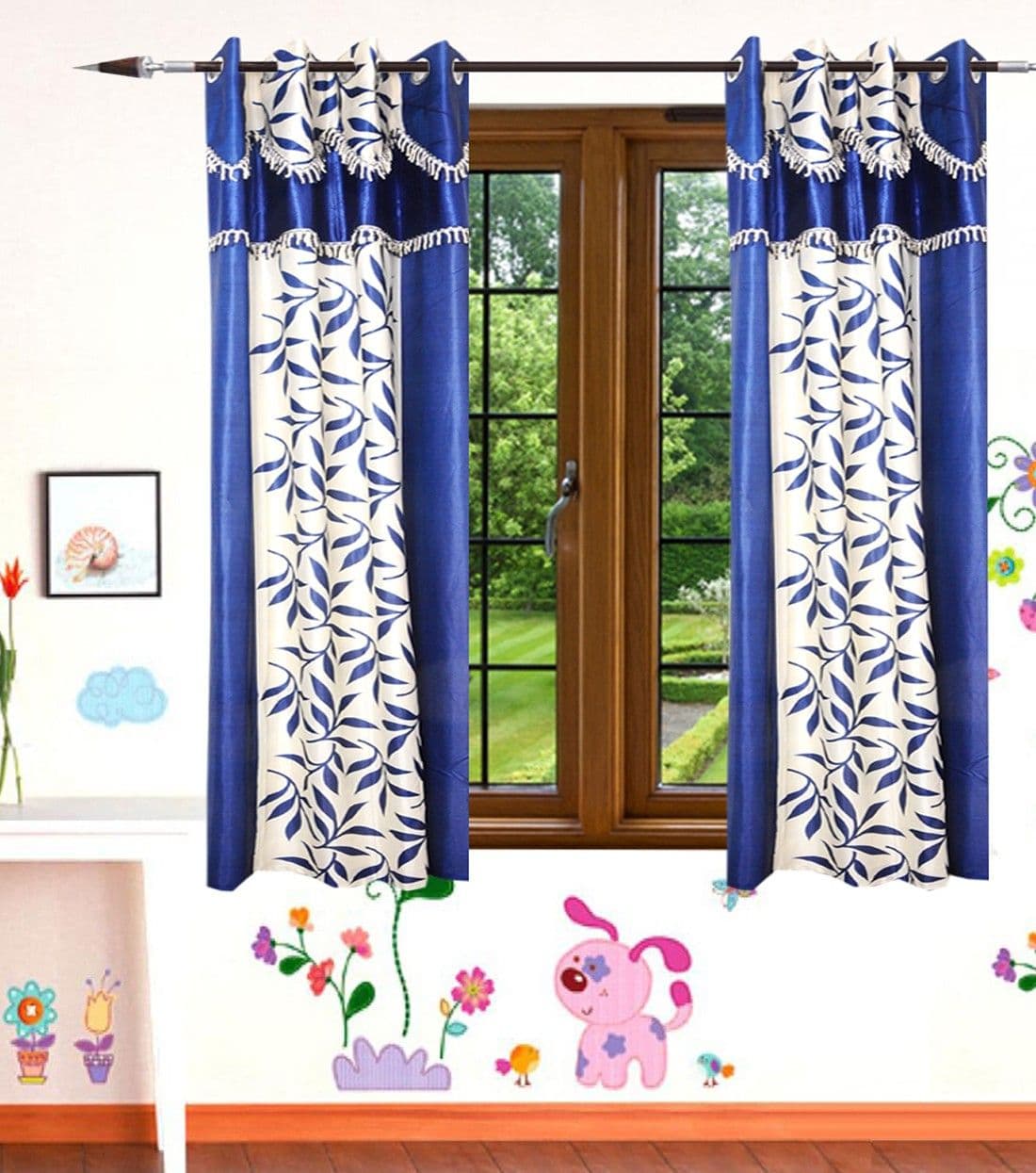 HomeeHub Polyester Multicolor Self Design Eyelet Window Curtain