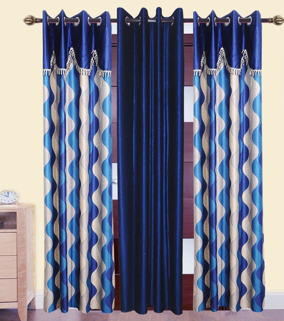 HomeeHub Polyester Multicolor Self Design Eyelet Door Curtain
