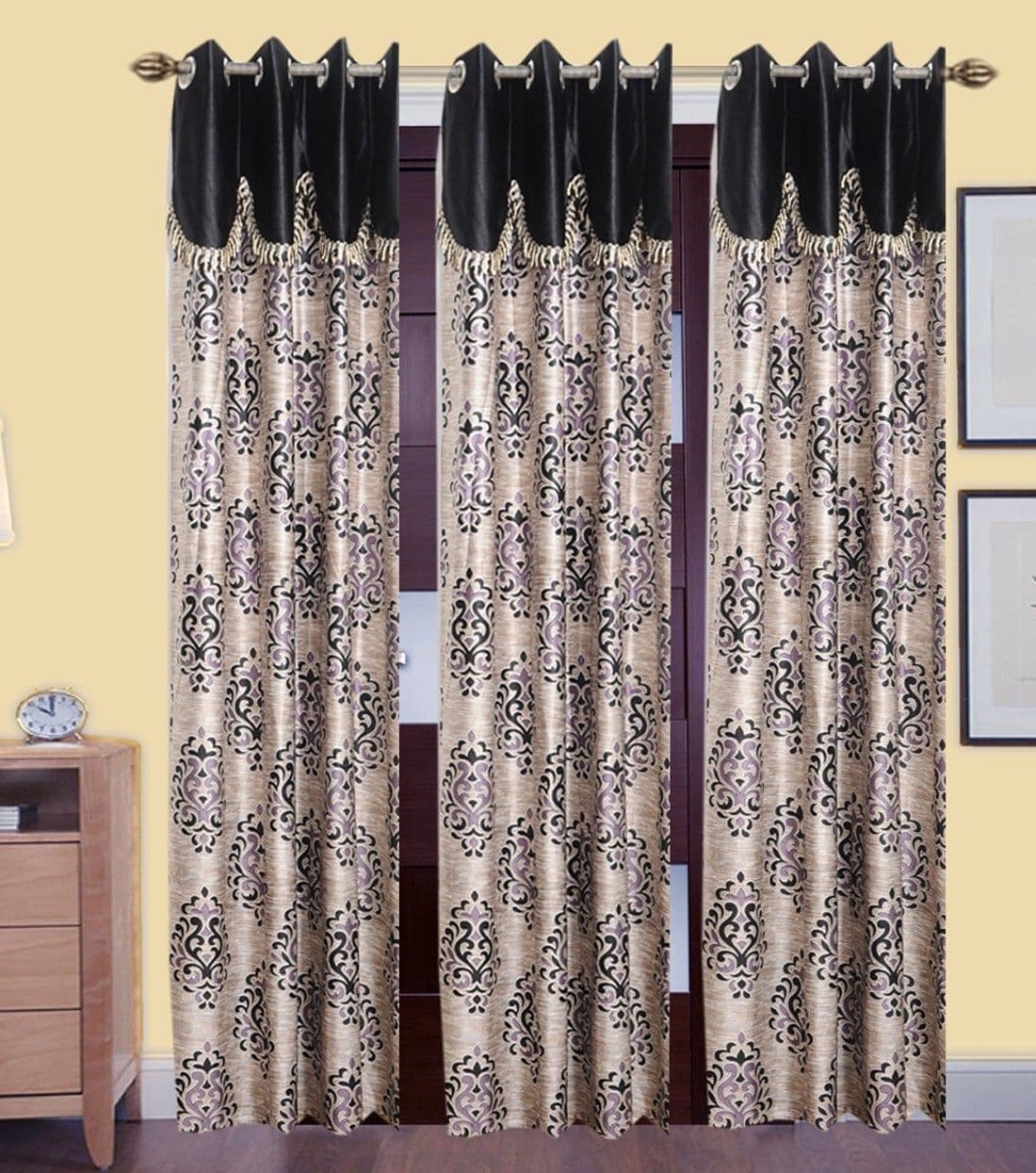 HomeeHub Polyester Multicolor Self Design Eyelet Door Curtain