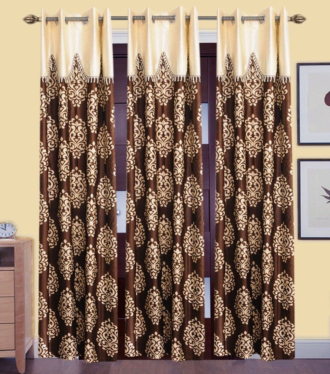 HomeeHub Polyester Multicolor Self Design Eyelet Door Curtain