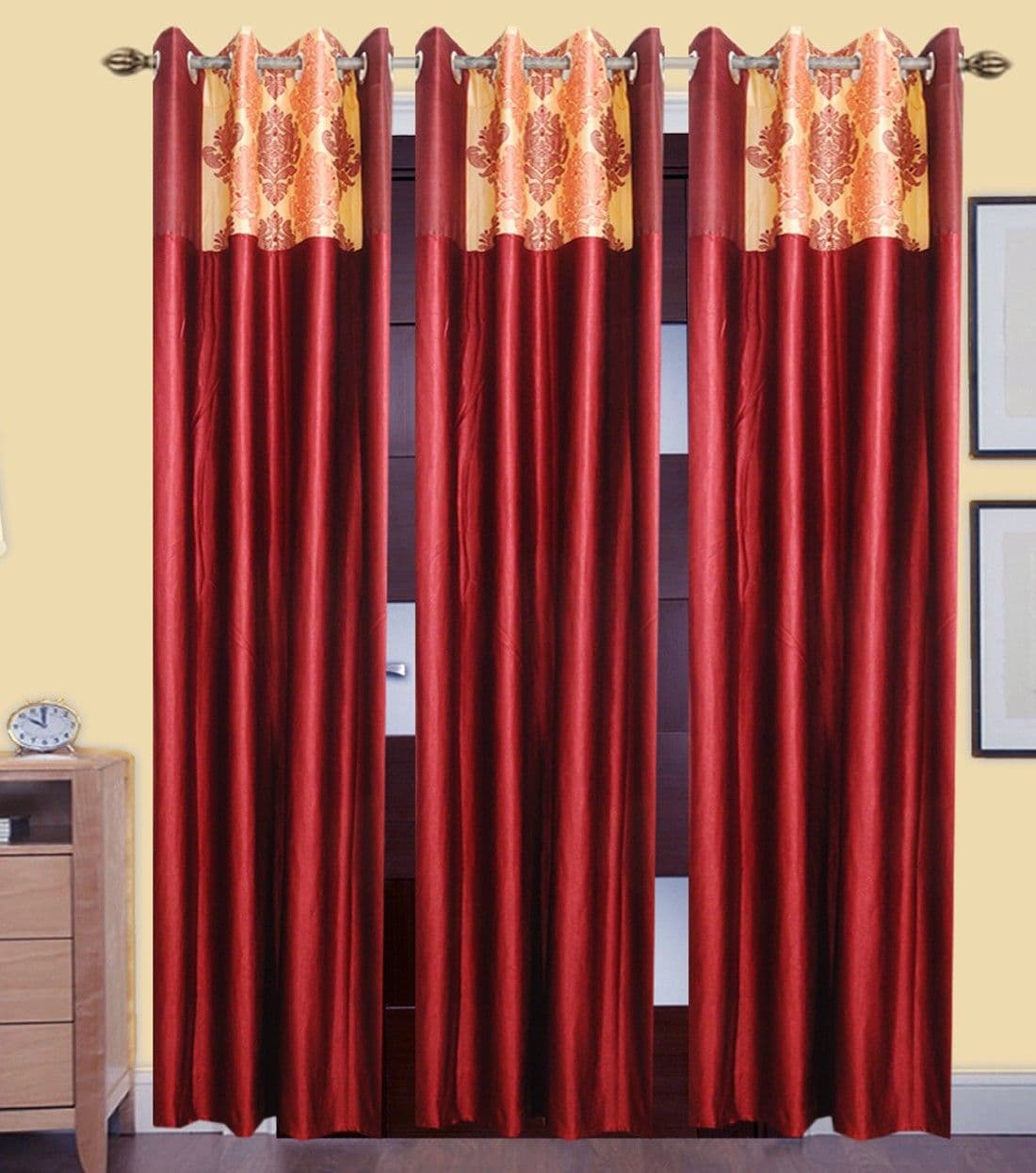 HomeeHub Polyester Multicolor Self Design Eyelet Door Curtain
