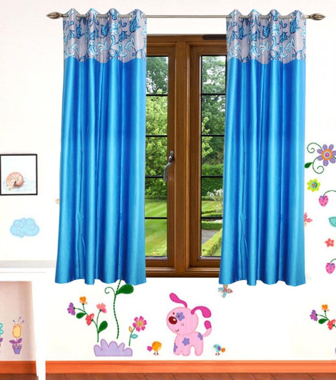 HomeeHub Polyester Multicolor Self Design Eyelet Window Curtain