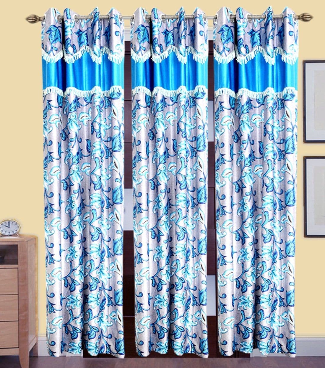 HomeeHub Polyester Multicolor Self Design Eyelet Door Curtain