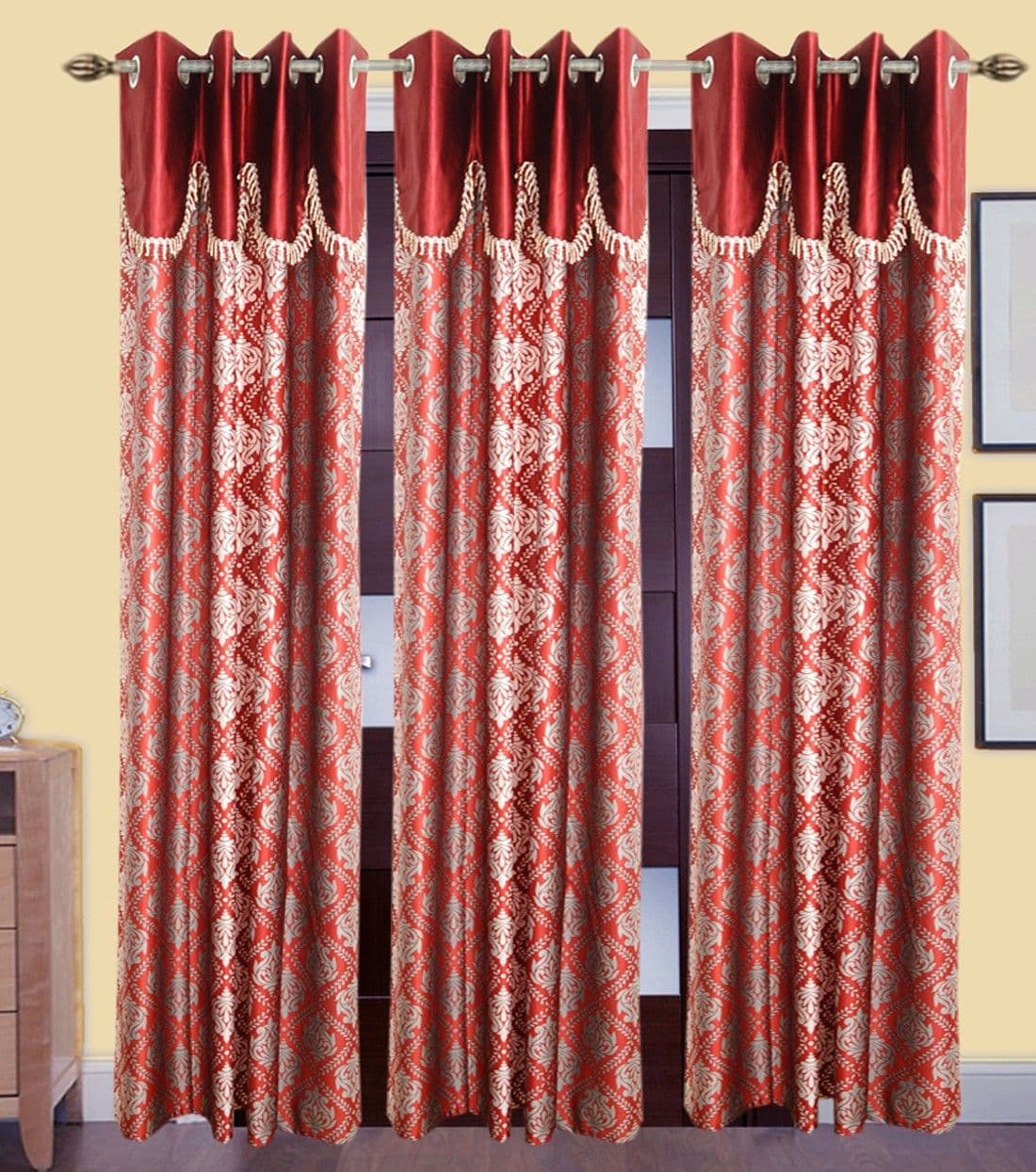 HomeeHub Polyester Multicolor Self Design Eyelet Door Curtain