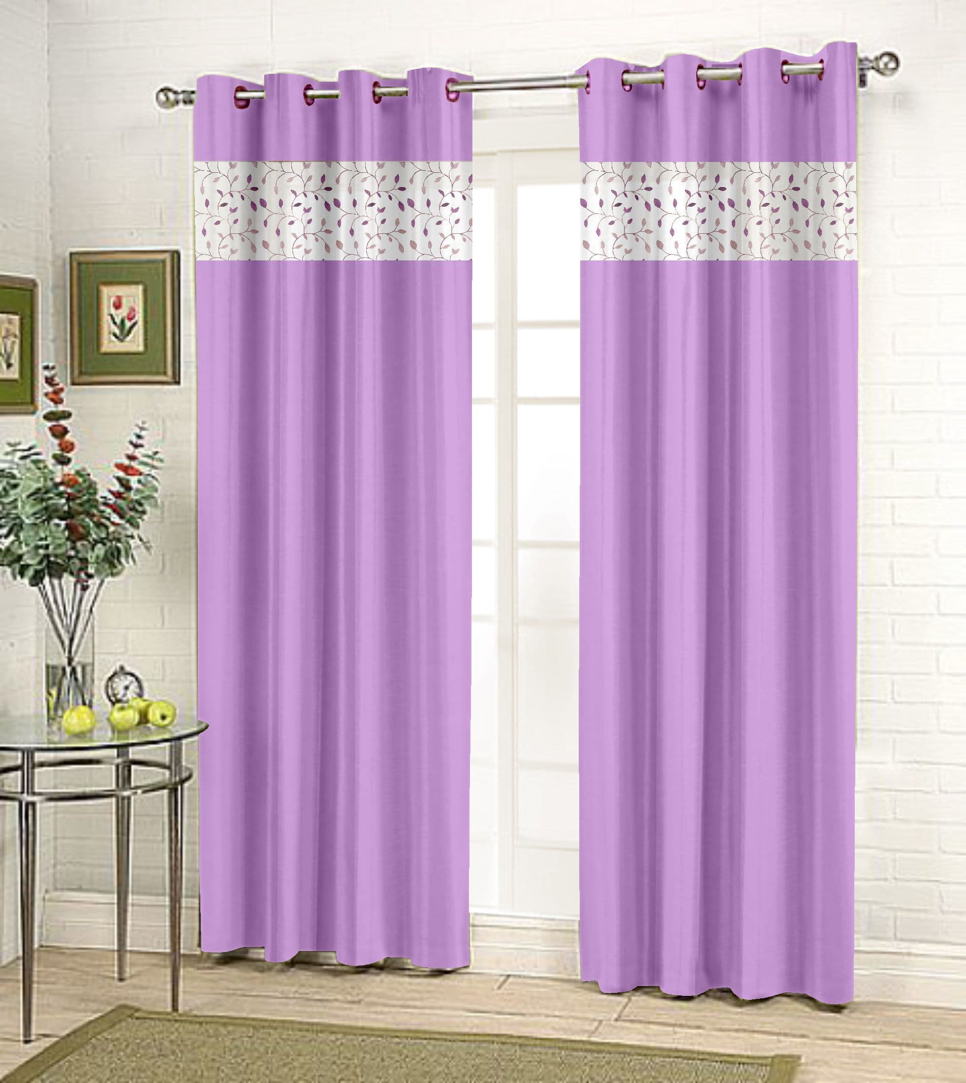 Fabutex Polyester Purple Motif Eyelet Door Curtain