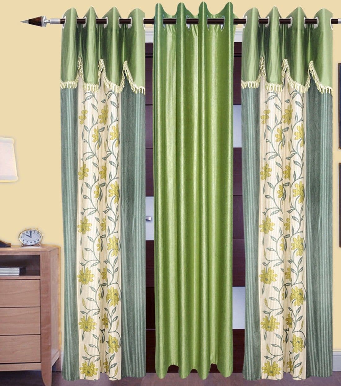 HomeeHub Polyester Multicolor Self Design Eyelet Door Curtain