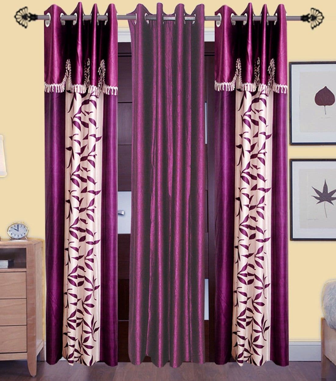HomeeHub Polyester Multicolor Self Design Eyelet Door Curtain