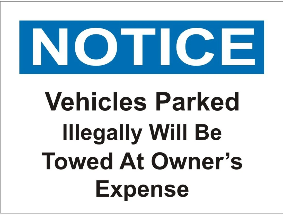 Clickforsign Vehicles parked Illegally will be towed at owner's expense Emergency Sign