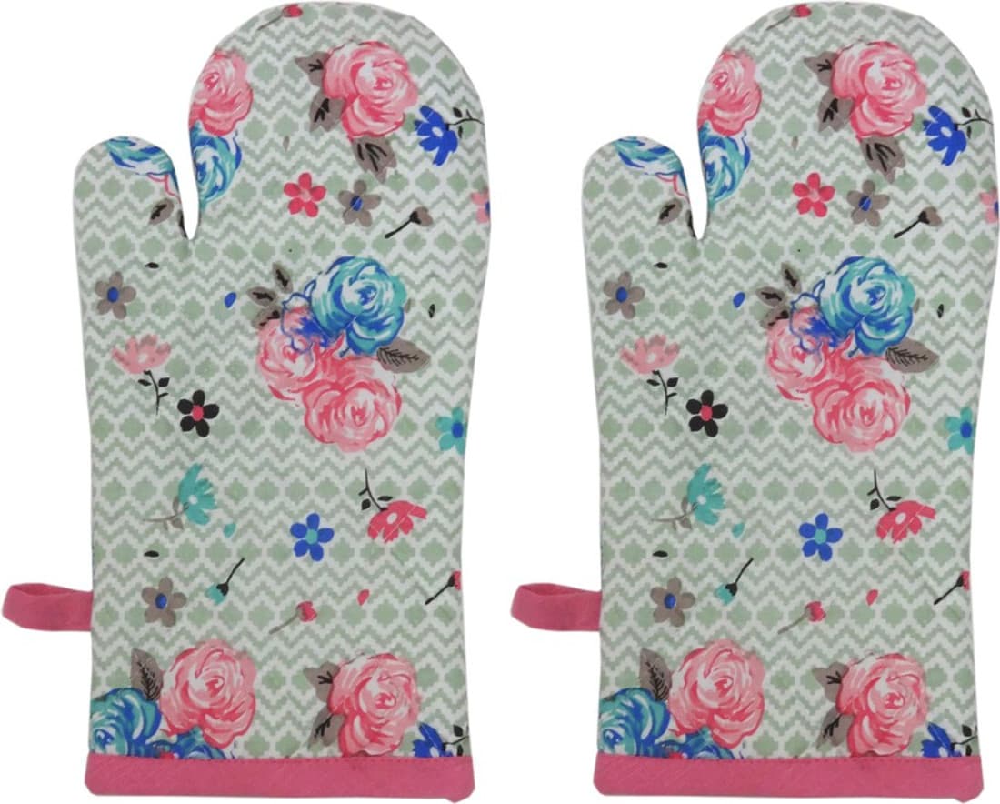 Cotonex Pink, Blue Cotton Kitchen Linen Set