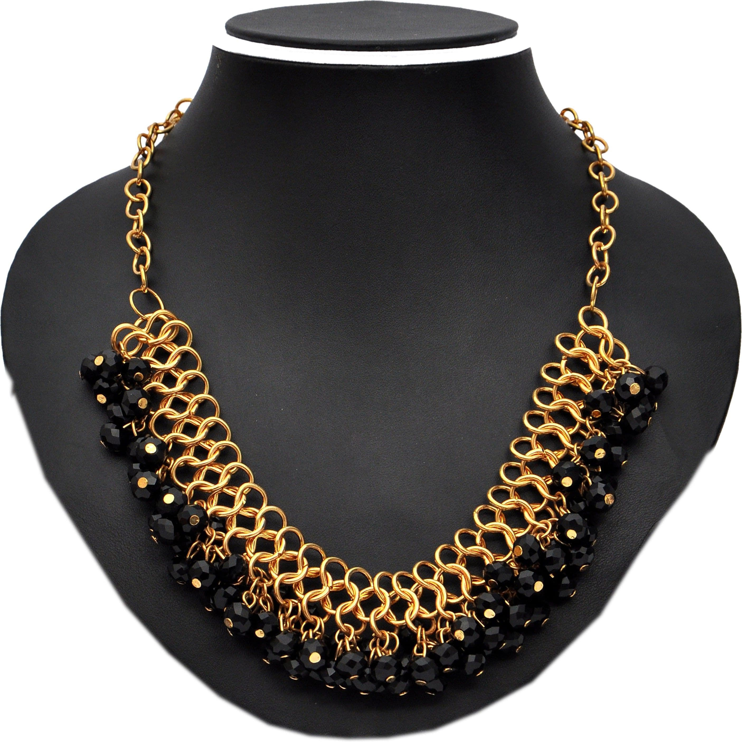 Fashavi Golden Black Beauty Pearl Alloy Necklace