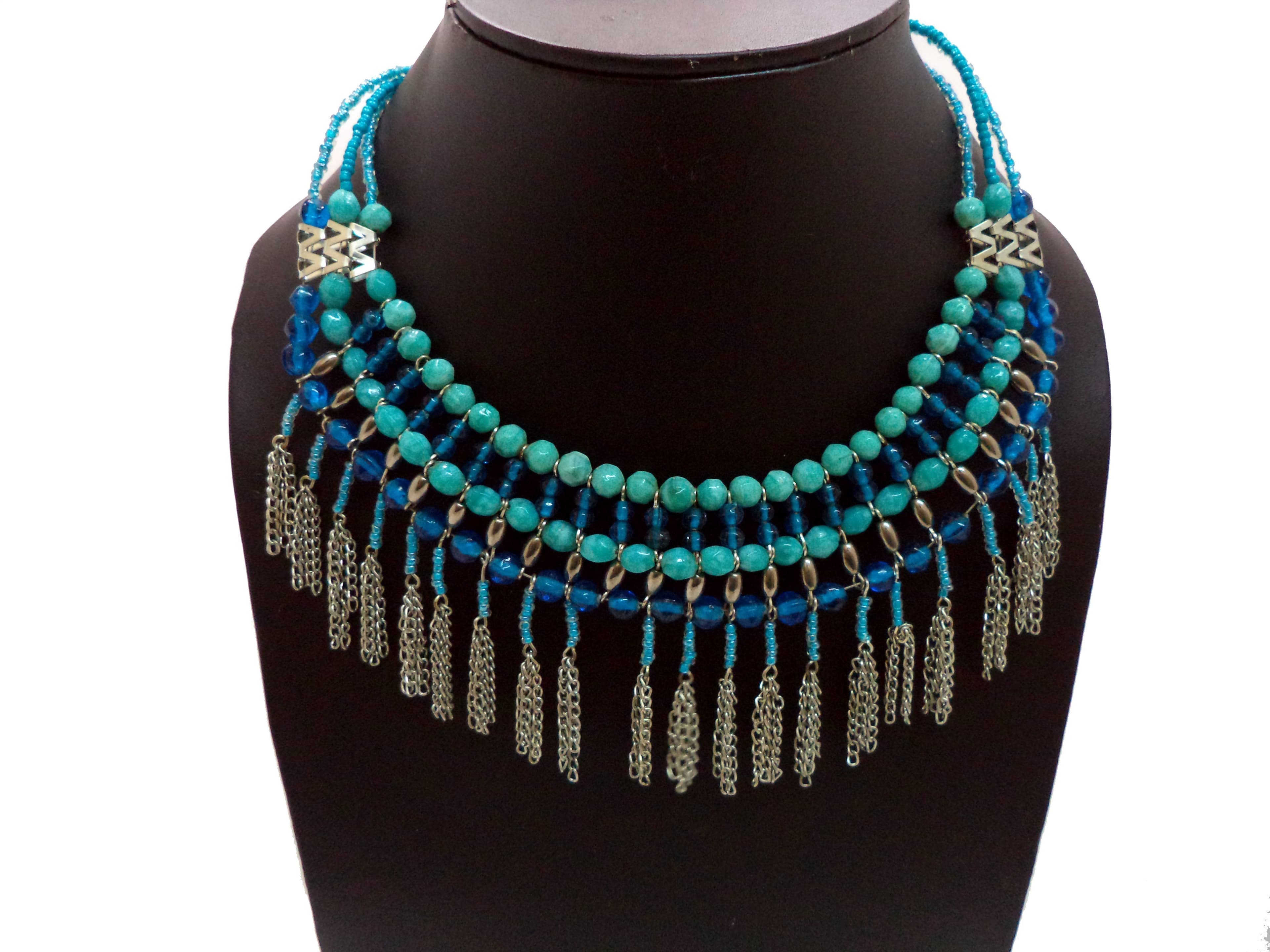 Gia Multi-Beads With Chain Metal Necklace