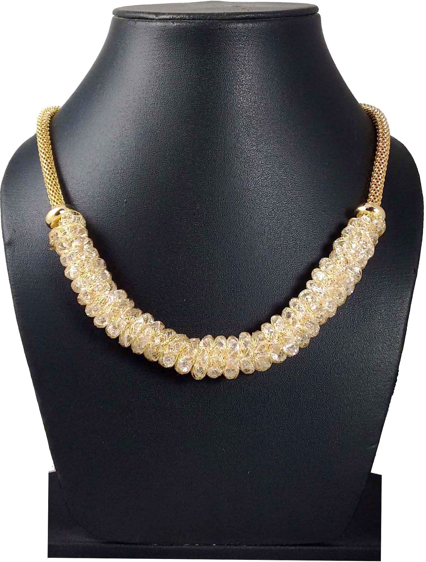 Hotpiper Beautiful Golden Crystal Yellow Gold Plated Acrylic Necklace