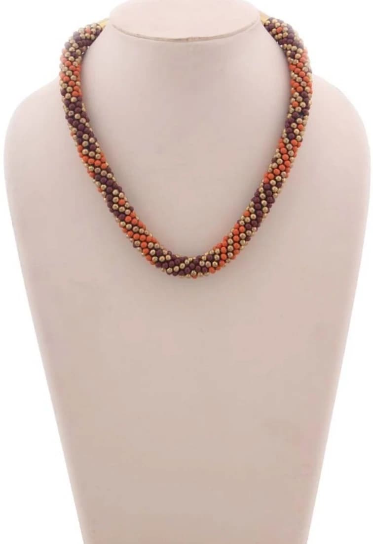 Indian Charm Multicolor Beads Metal, Bone Necklace
