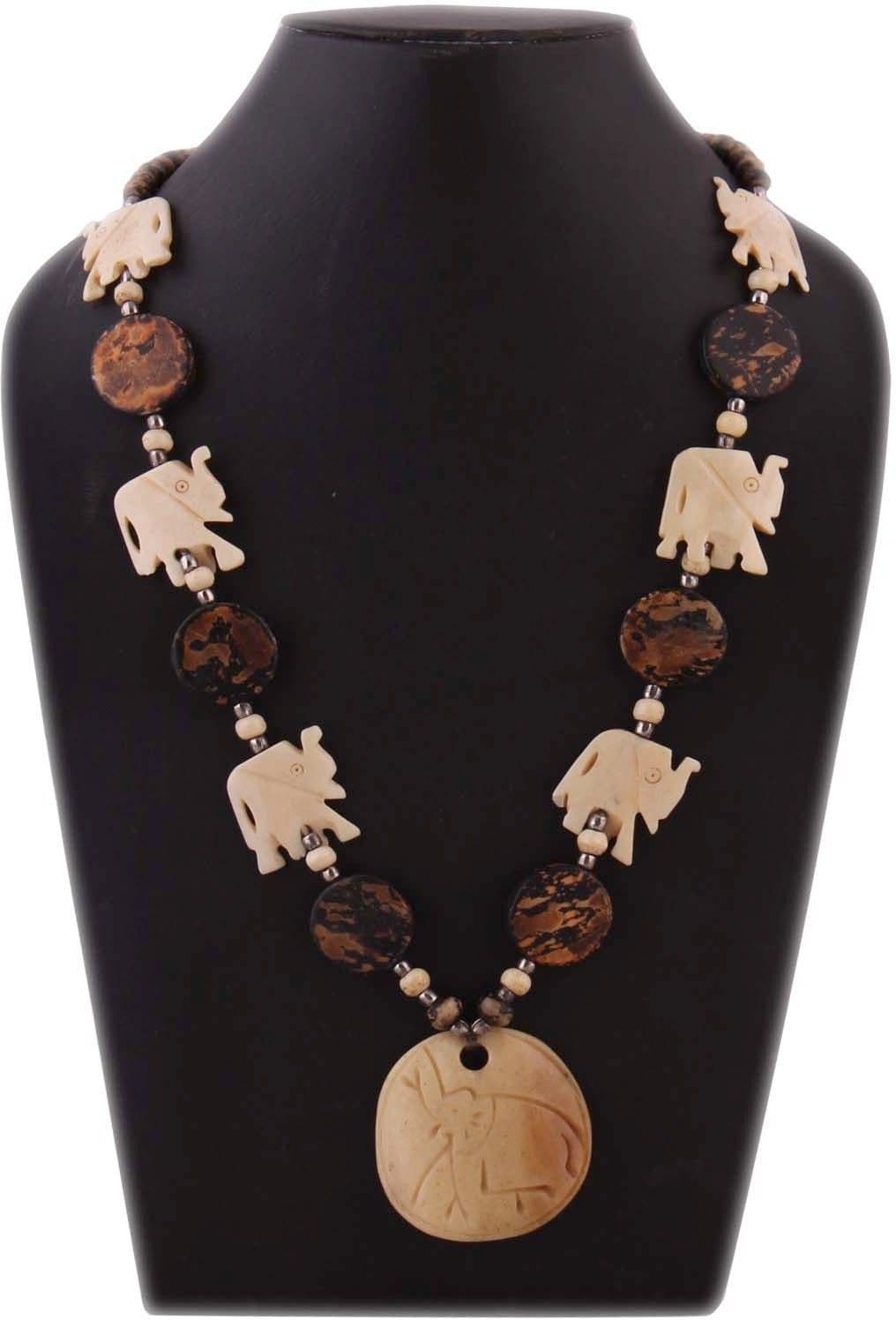 Indian Charm Beads Wood Necklace