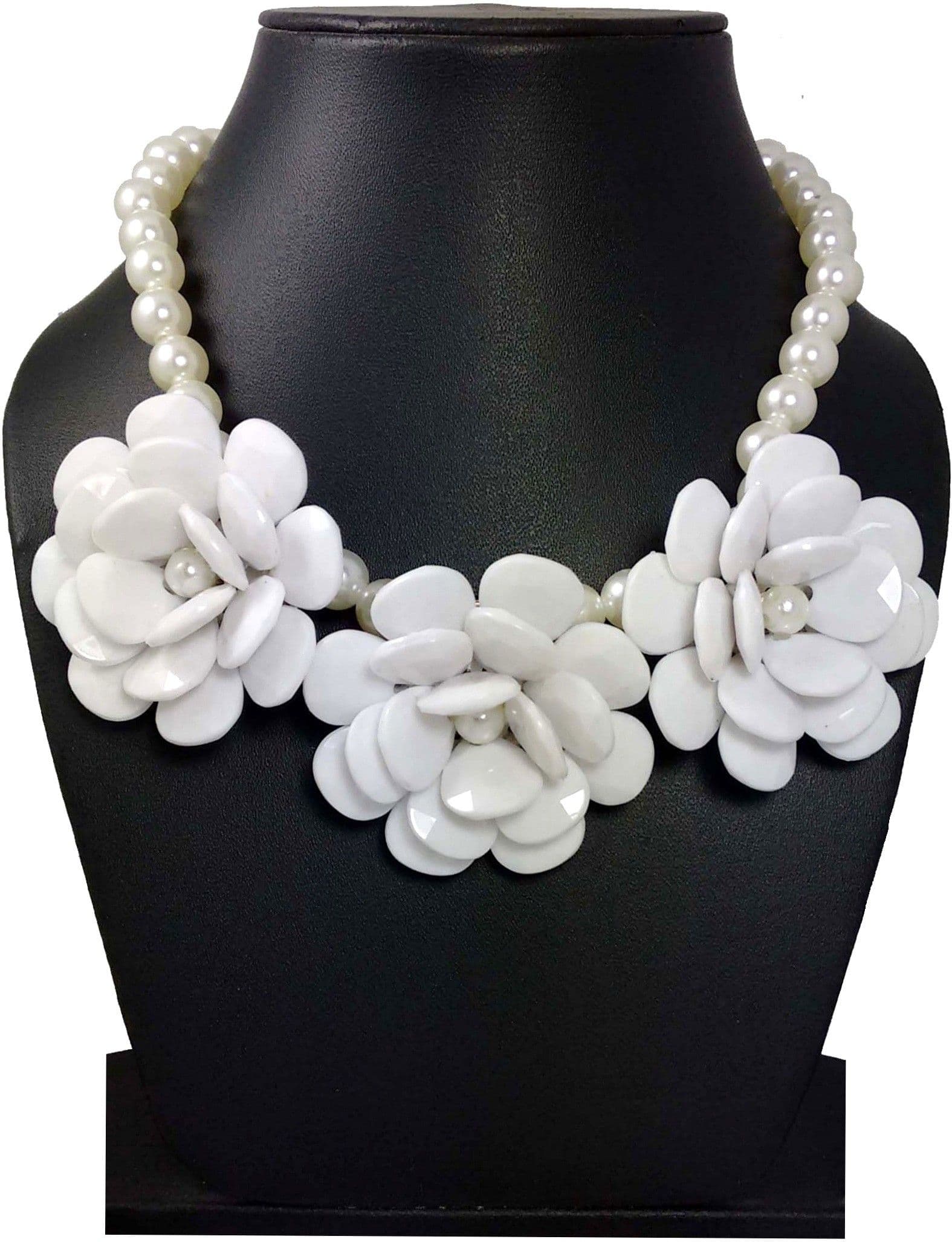 Hotpiper Artistic Floral Design Pearl Acrylic Necklace
