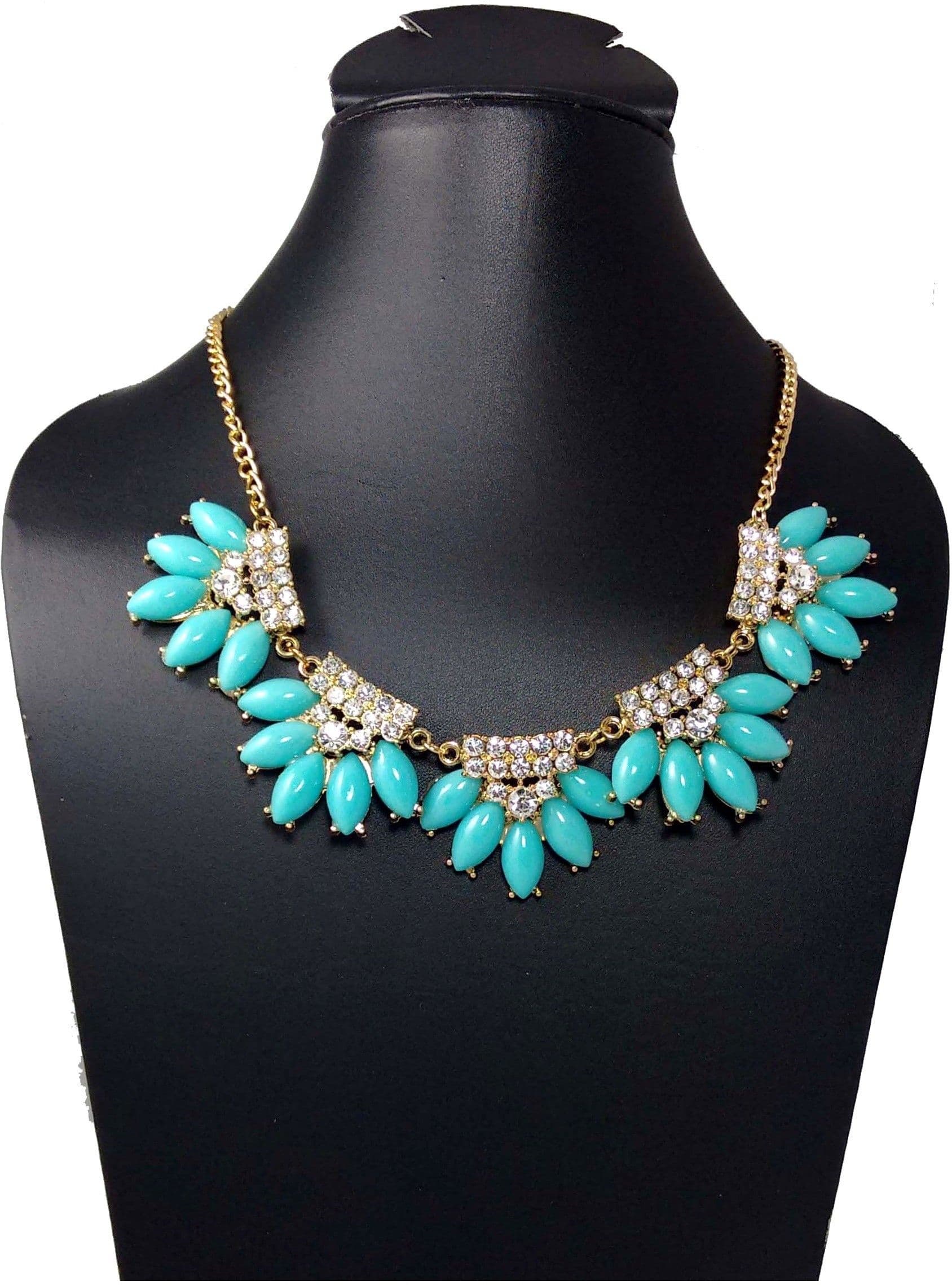 Hotpiper Elegant Floral Design Cubic Zirconia Yellow Gold Plated Acrylic Necklace