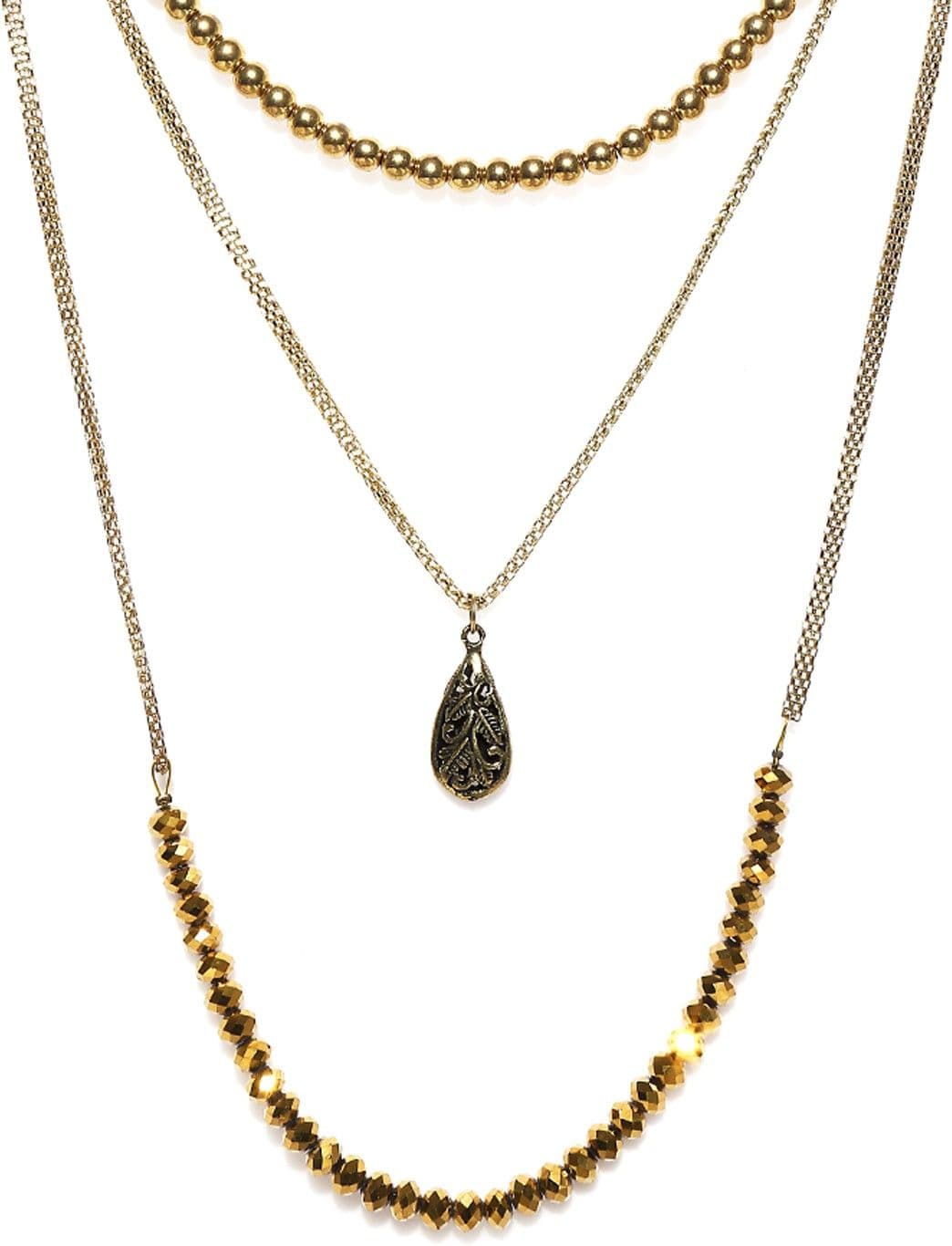 DressBerry Crystal Enamel Plated Metal Necklace