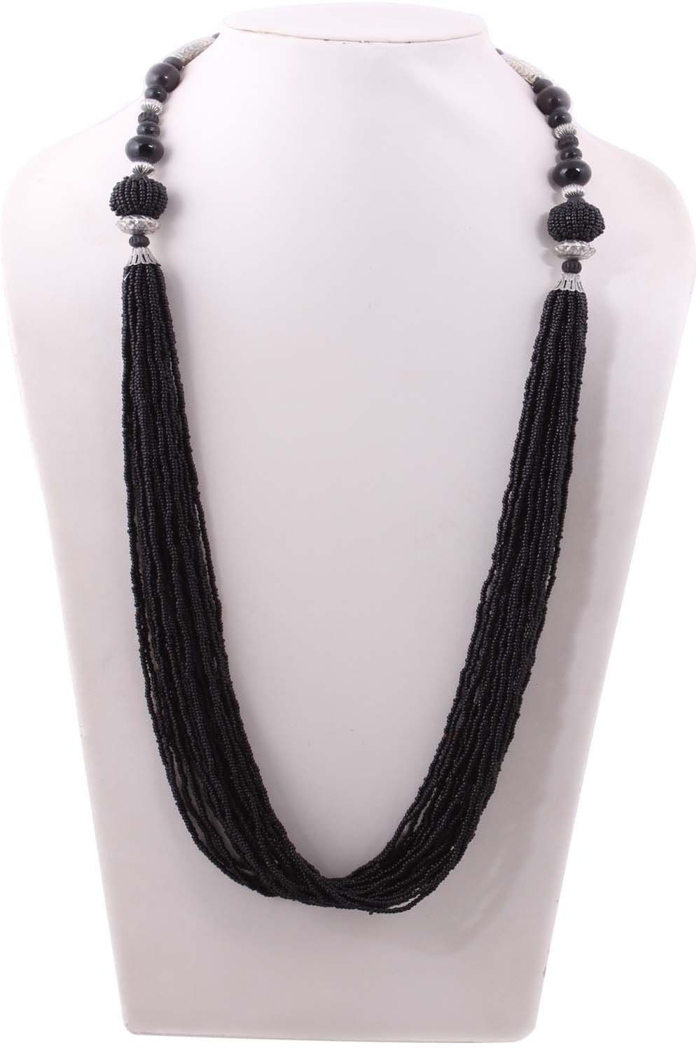 Indian Charm Black Poth Beads Glass Necklace