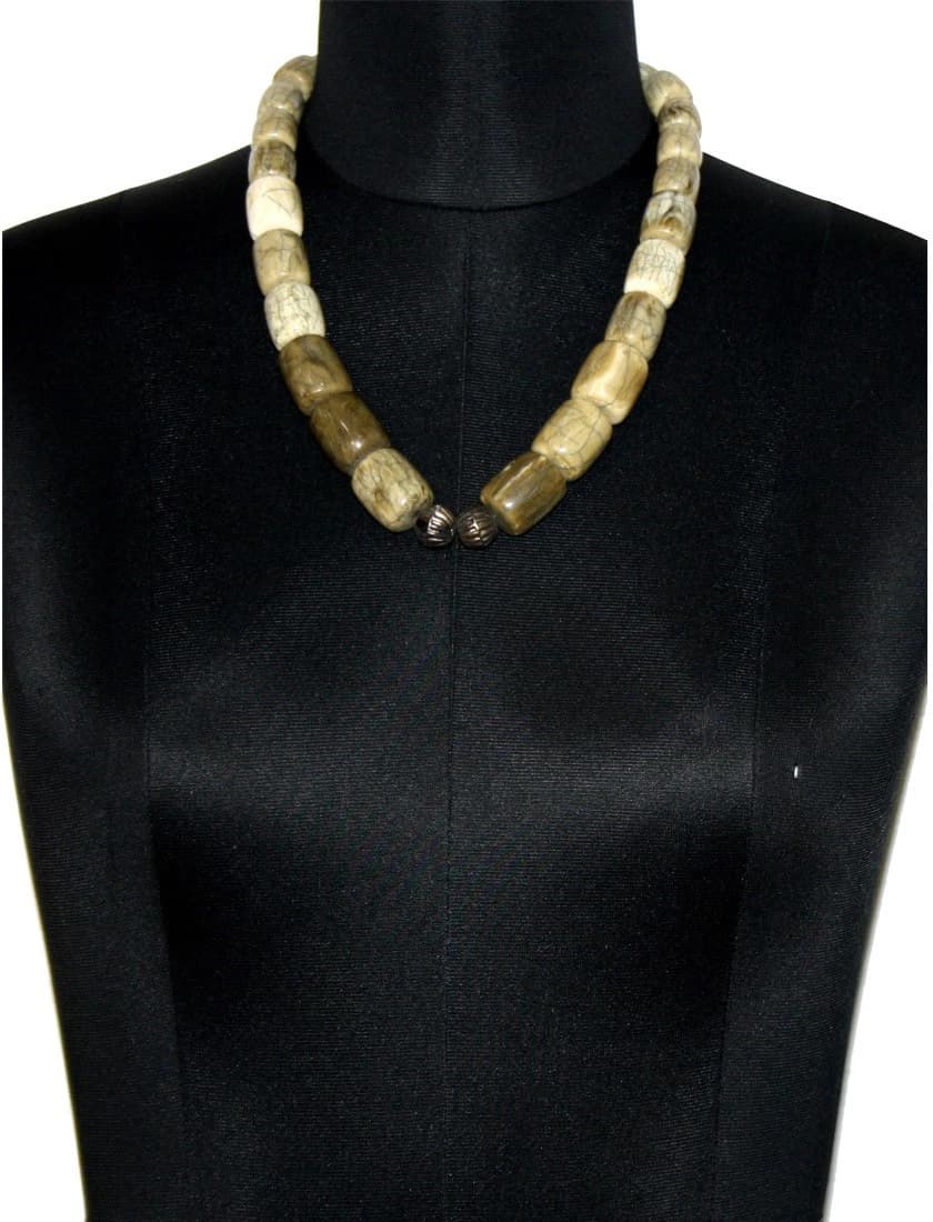 ETTI ES47_BEIGE Wood Necklace