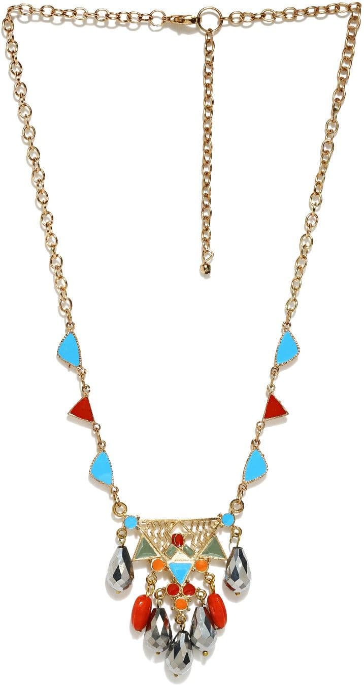 DressBerry Crystal Enamel Plated Metal Necklace
