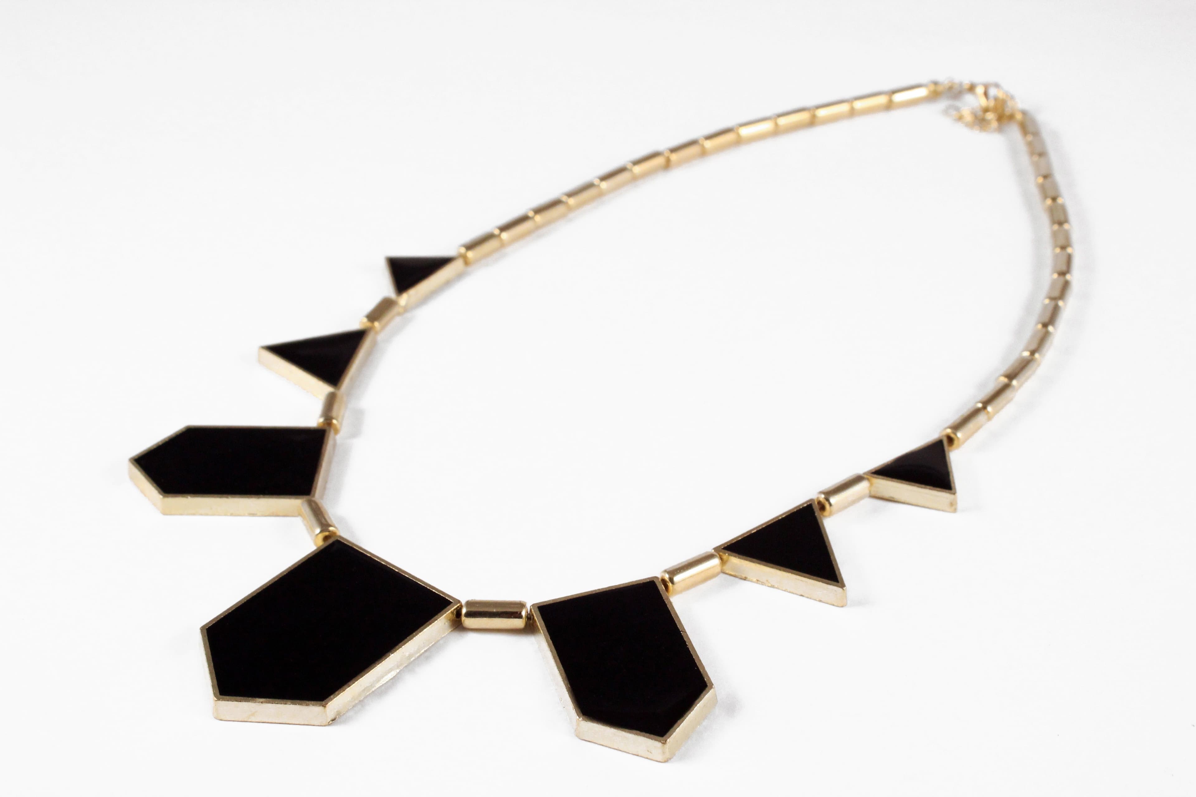 Dhrohar Black Geometric Irregular Yellow Gold Plated Alloy Necklace