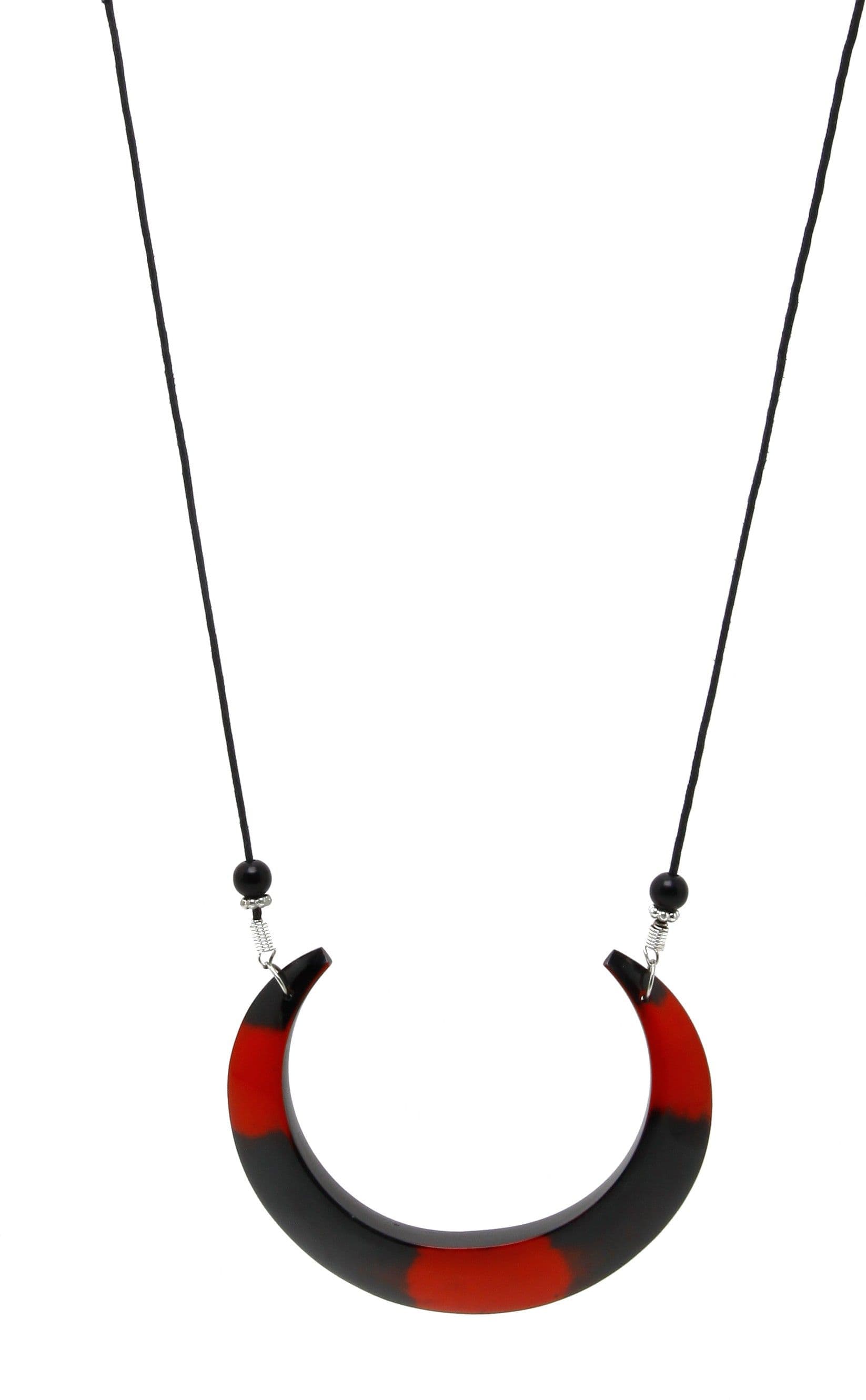 Galz4ever Red & Black Long Resin Alloy Necklace
