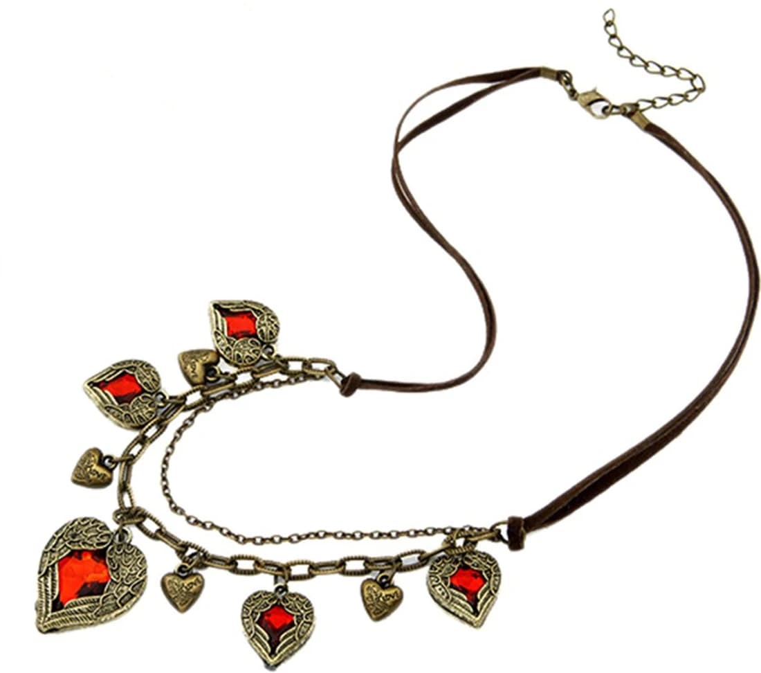 Jewel Touch Angel Wing Heart Pendant Leather Necklace