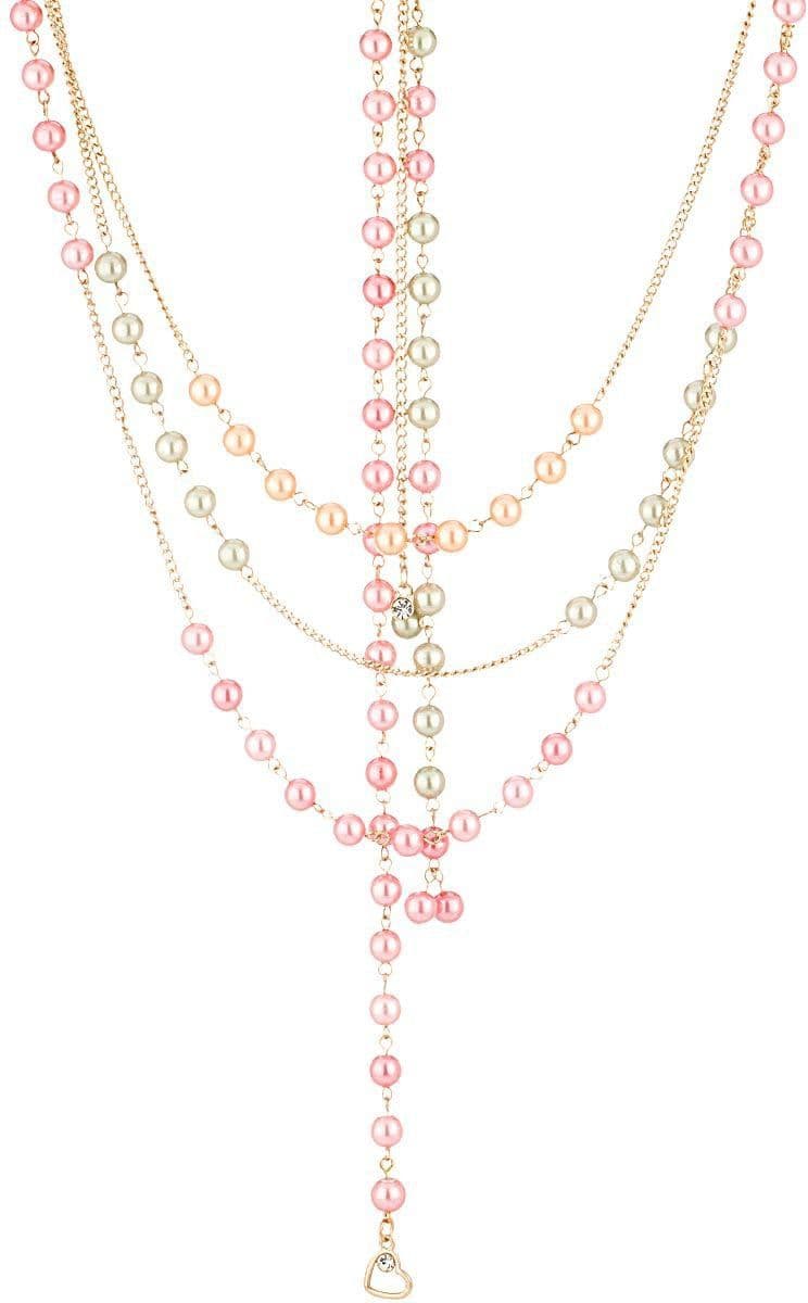 Voylla Artificial Classic Glossy Pearl Yellow Gold Plated Metal Necklace