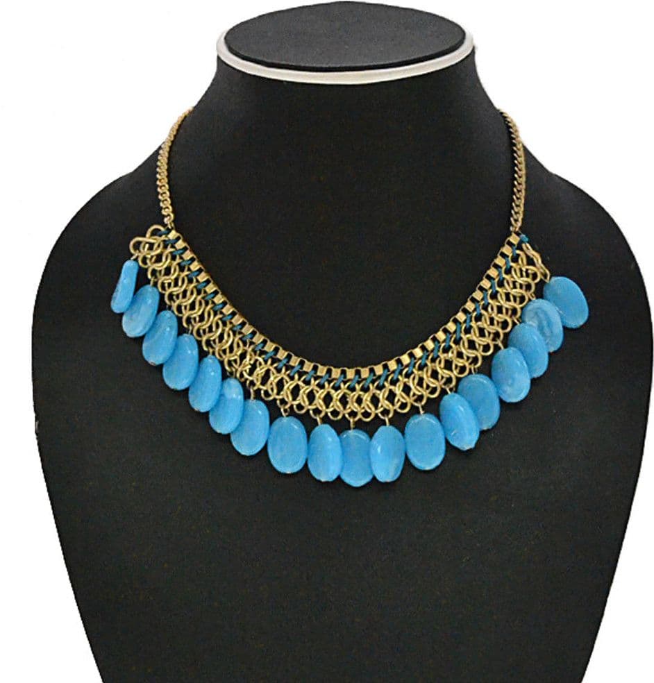 Joyeria Milan Blue Resine Bead Chain Resin Necklace