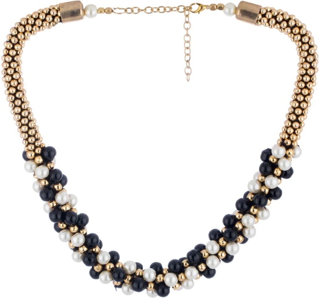 Voylla Artifictial Beaded Plain Pearl Yellow Gold Plated Alloy Necklace