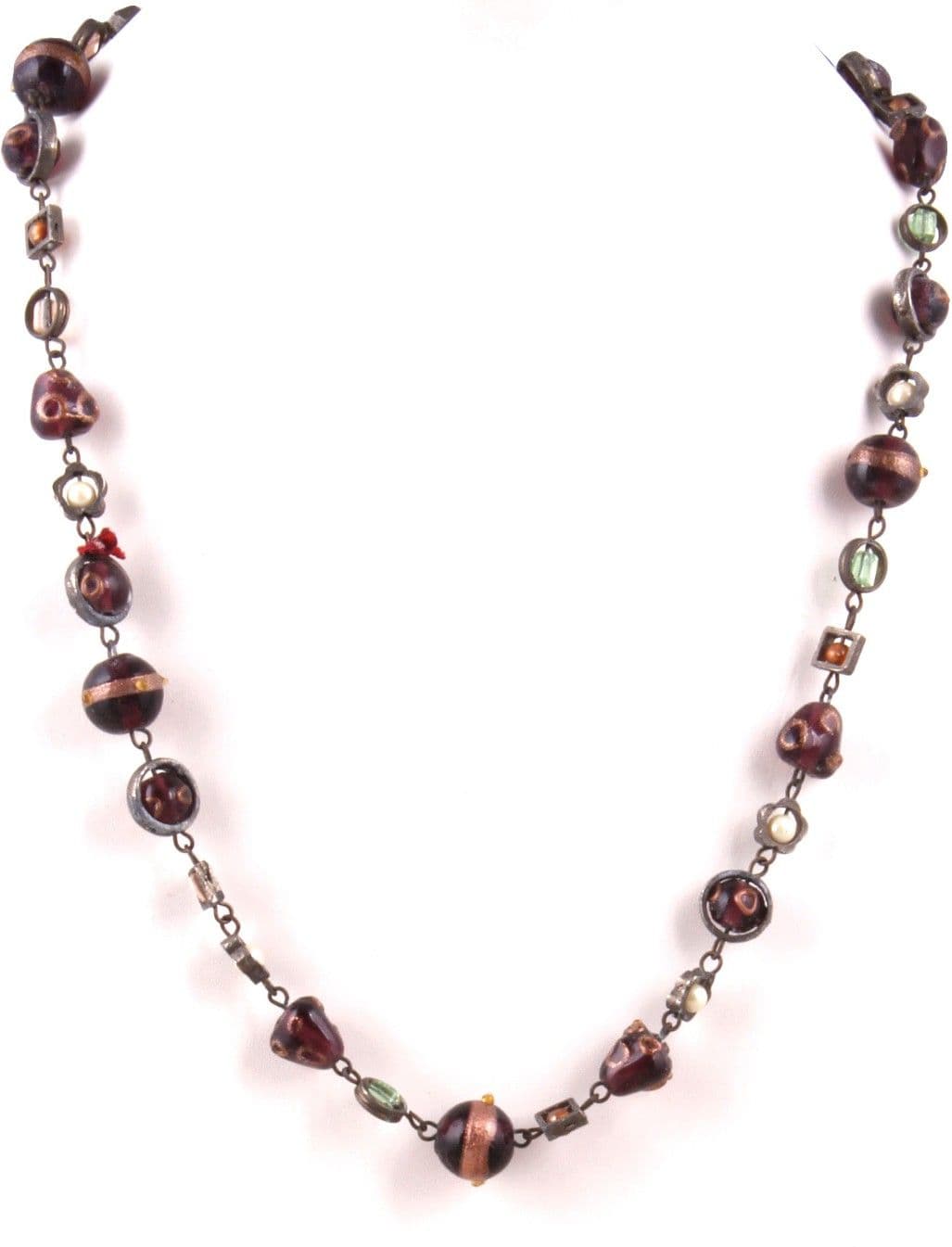 Indian Charm Glass, Metal Necklace