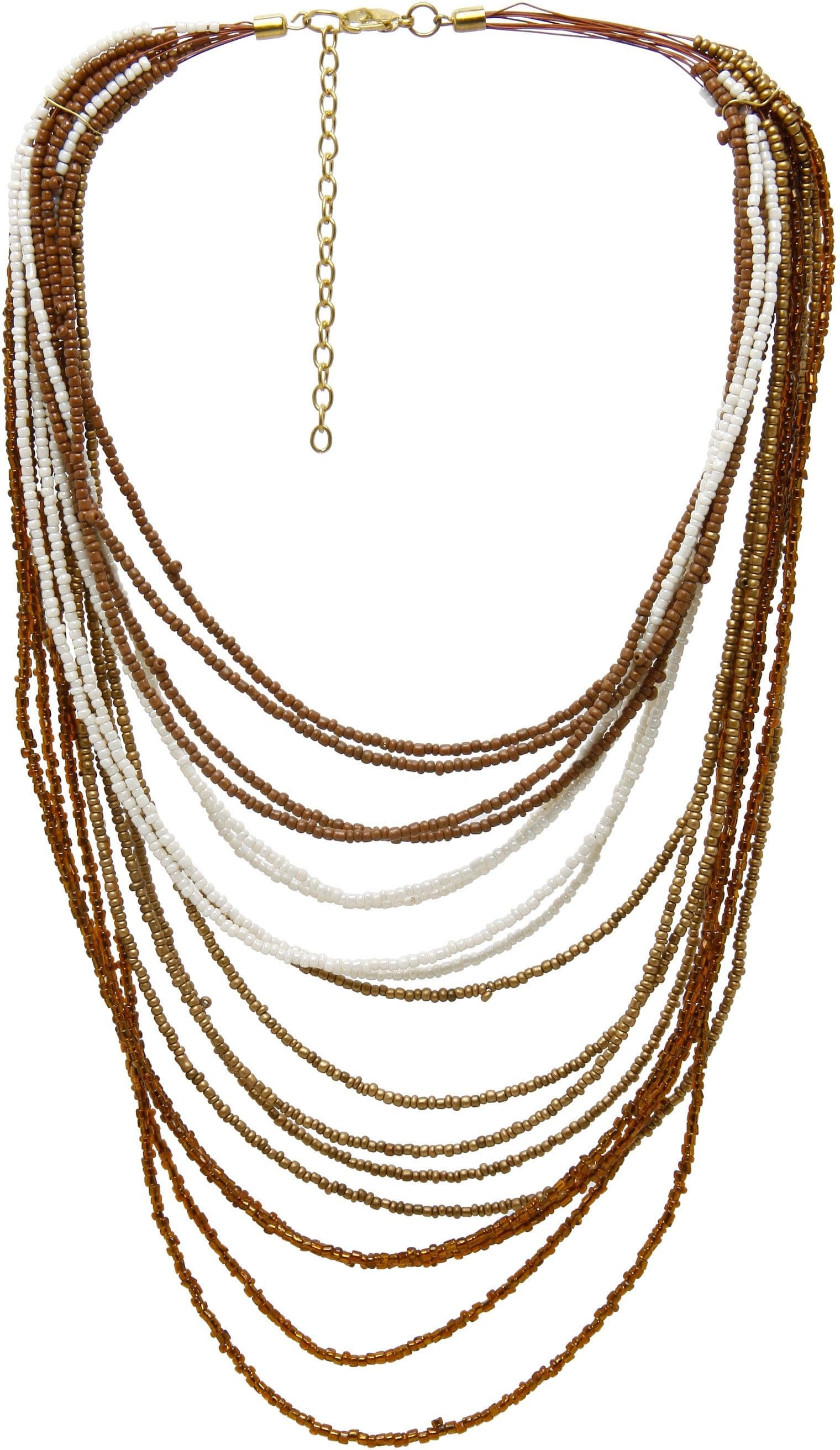 Galz4ever Dark Gold & White Bead Alloy Necklace