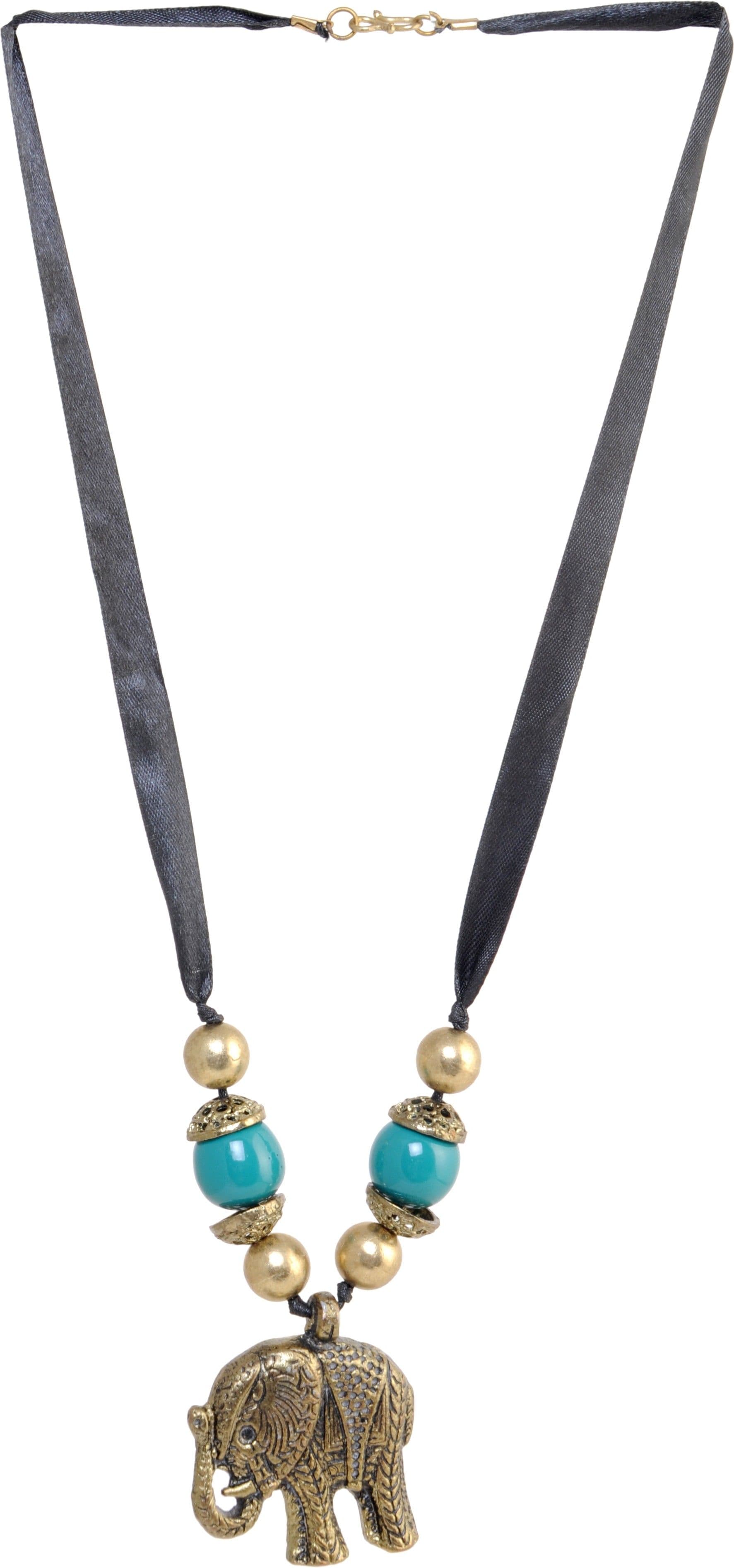 Village Handicrafts Rose Gold Plated Acrylic, Metal, Resin, Ribbon Necklace