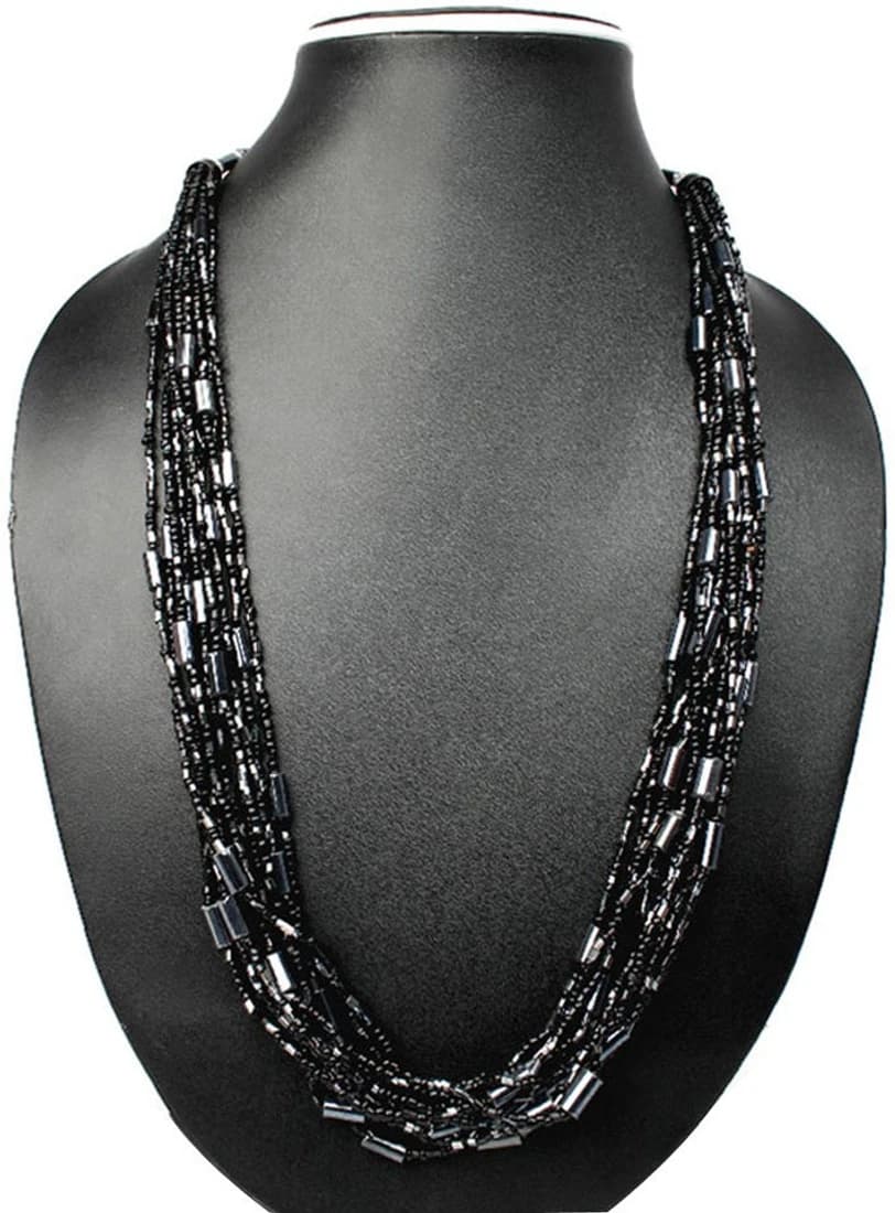 Joyeria Milan Black Beaded Resin Necklace