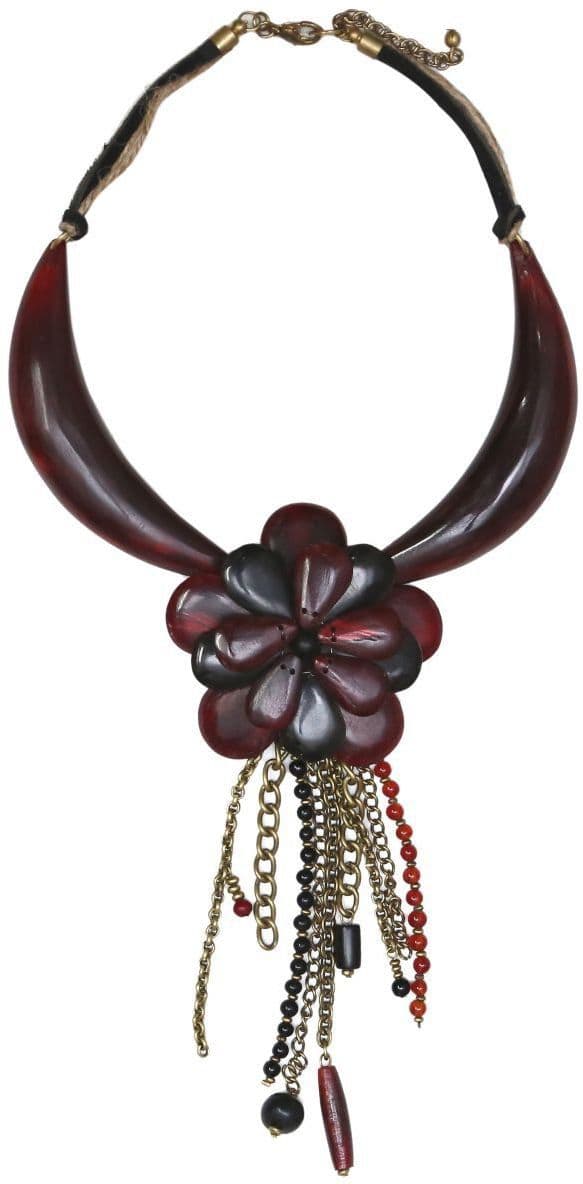 Ethnochic Steel, Brass, Glass, Bone Necklace