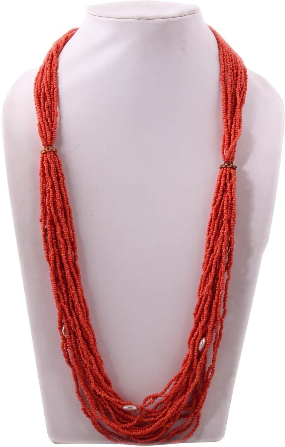 Indian Charm Red Poth Beads Glass Necklace