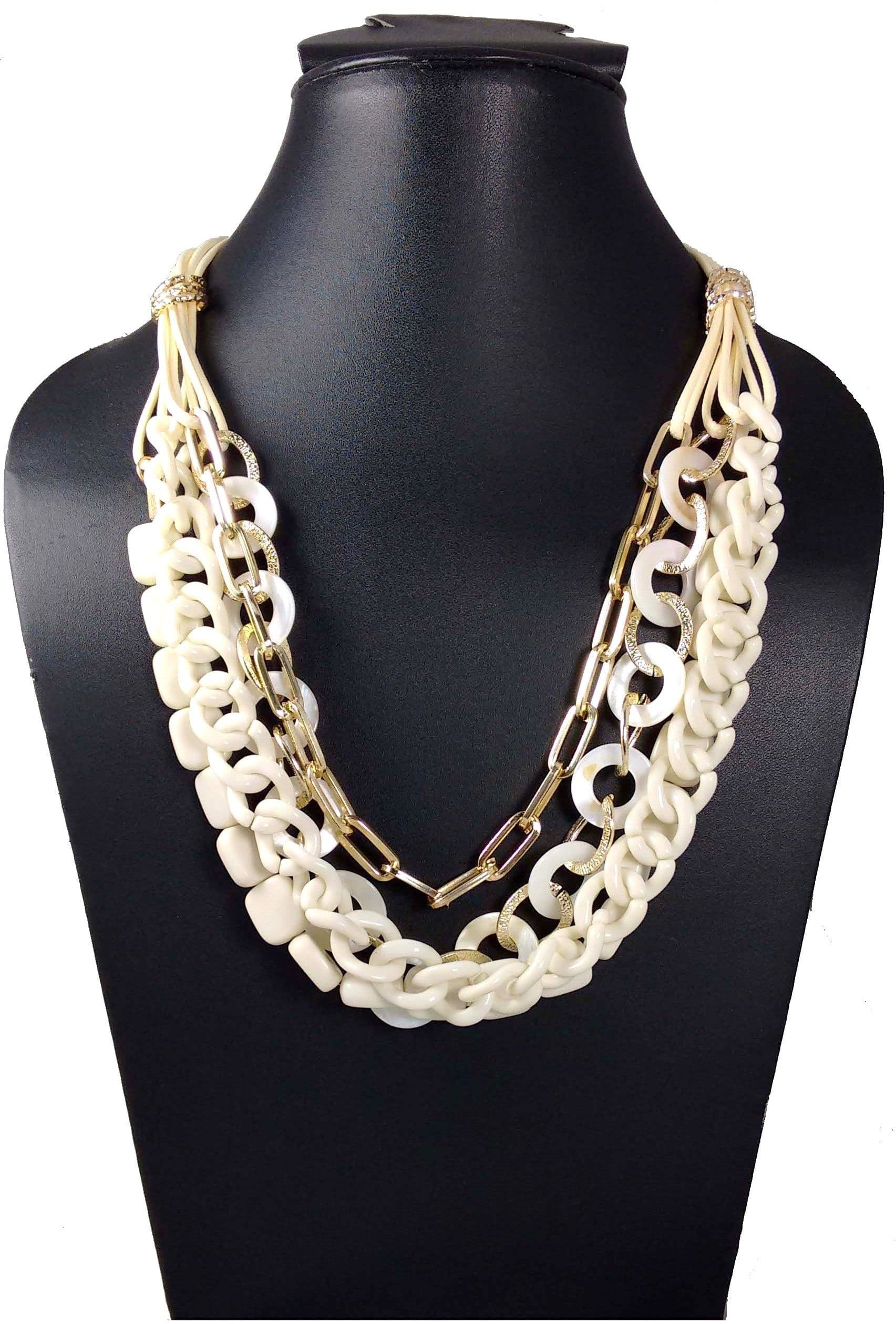 Hotpiper Designer White Yellow Gold Plated Acrylic Necklace