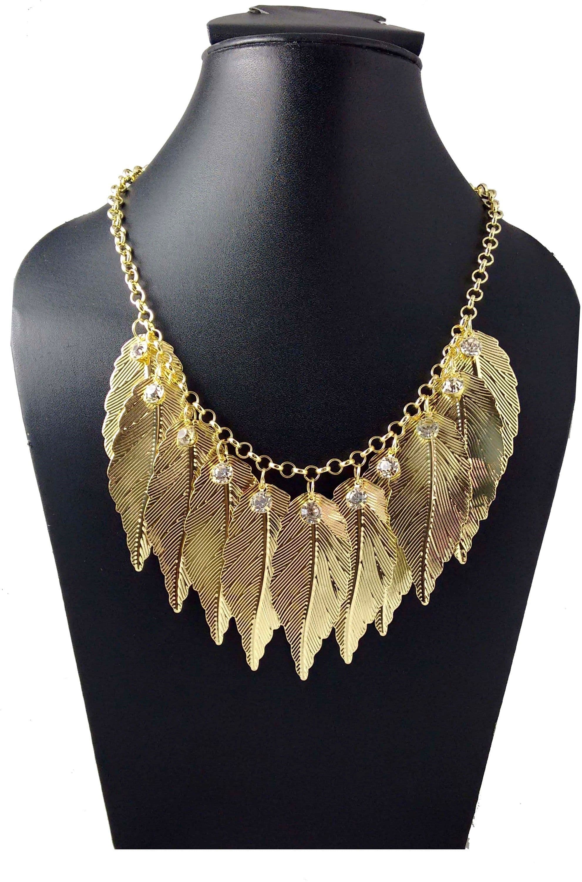 Hotpiper Designer Golden Cubic Zirconia Yellow Gold Plated Acrylic Necklace