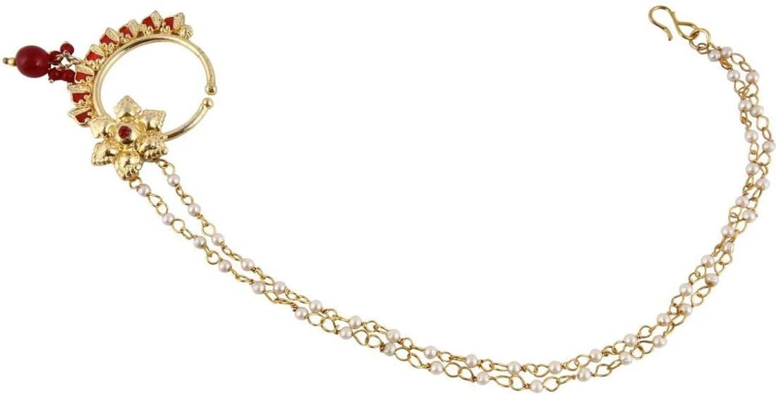 Radhesh Creation Crystal Yellow Gold Plated Brass Nathiya