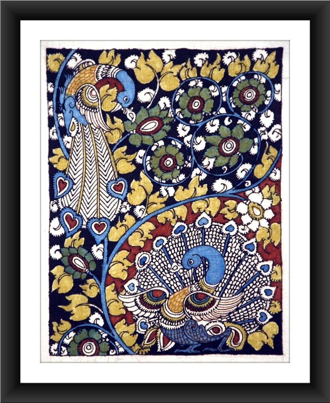 KalaSanthe Peacock & Tree Of Life In Kalamkari Art Canvas Painting