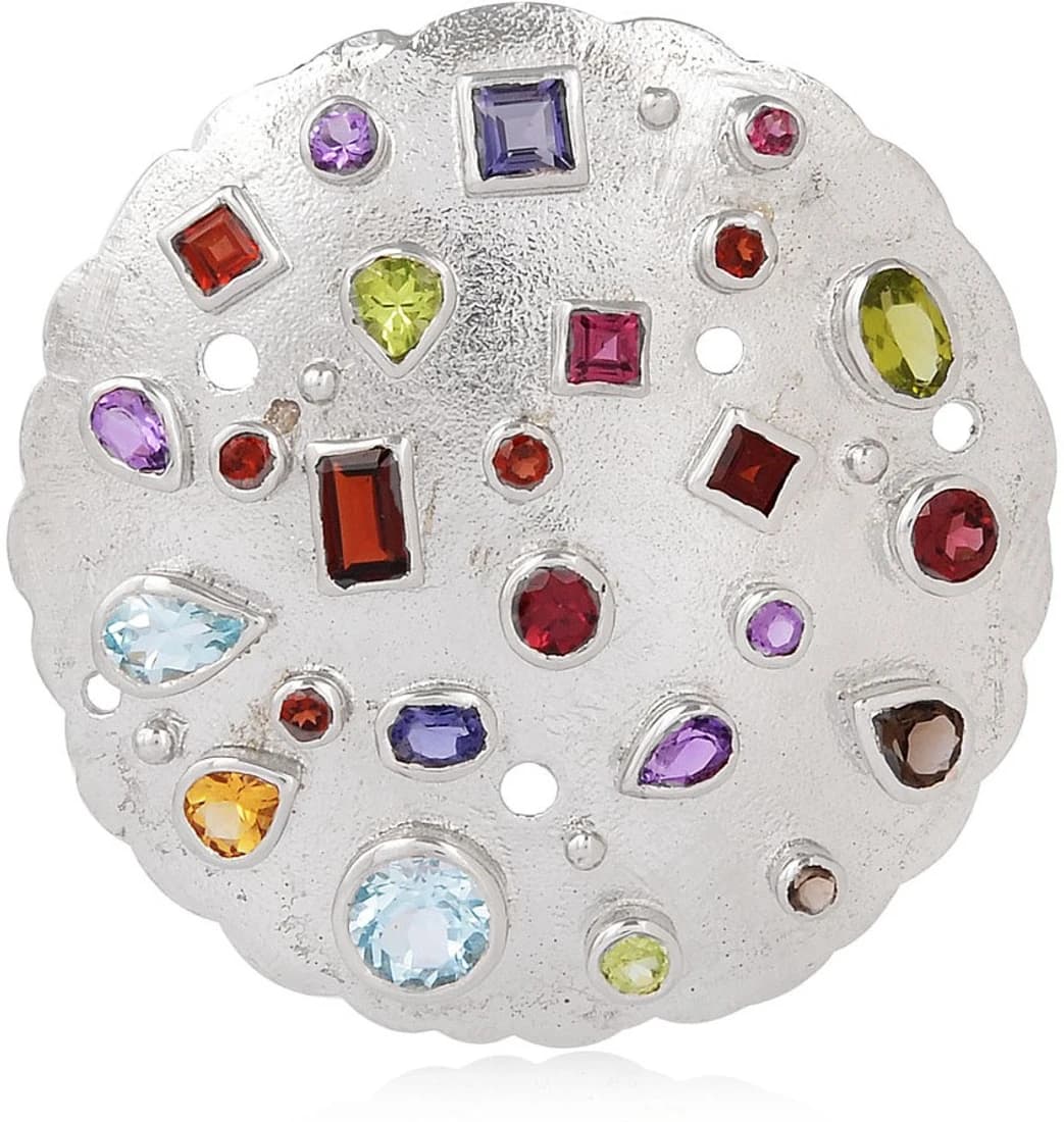 RosesNRibbons Rhodium Garnet, Amethyst, Citrine, Topaz, Quartz, Peridot Sterling Silver