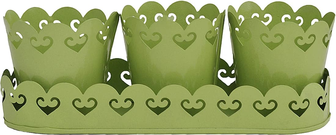 The Yellow Door Planters with Tray/ Tea Light Holders - Green Plant Container Set