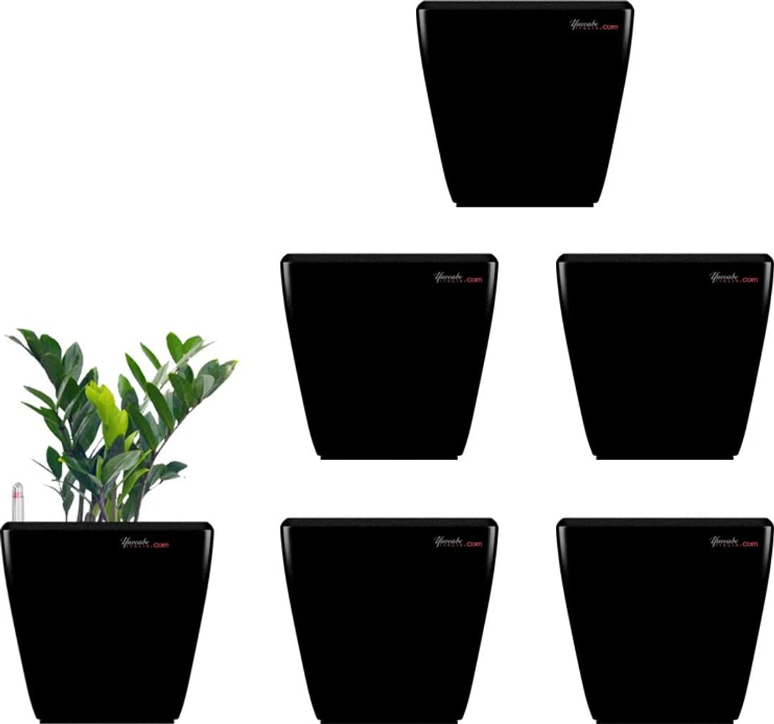 Yuccabe Italia Stella Black Self Watering Plant Container Set