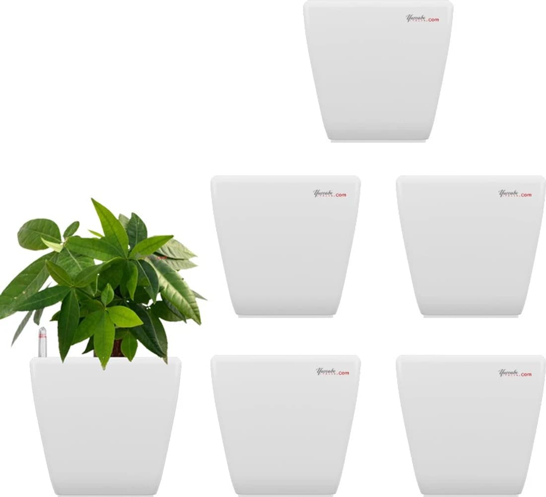 Yuccabe Italia Stella White Self Watering Plant Container Set