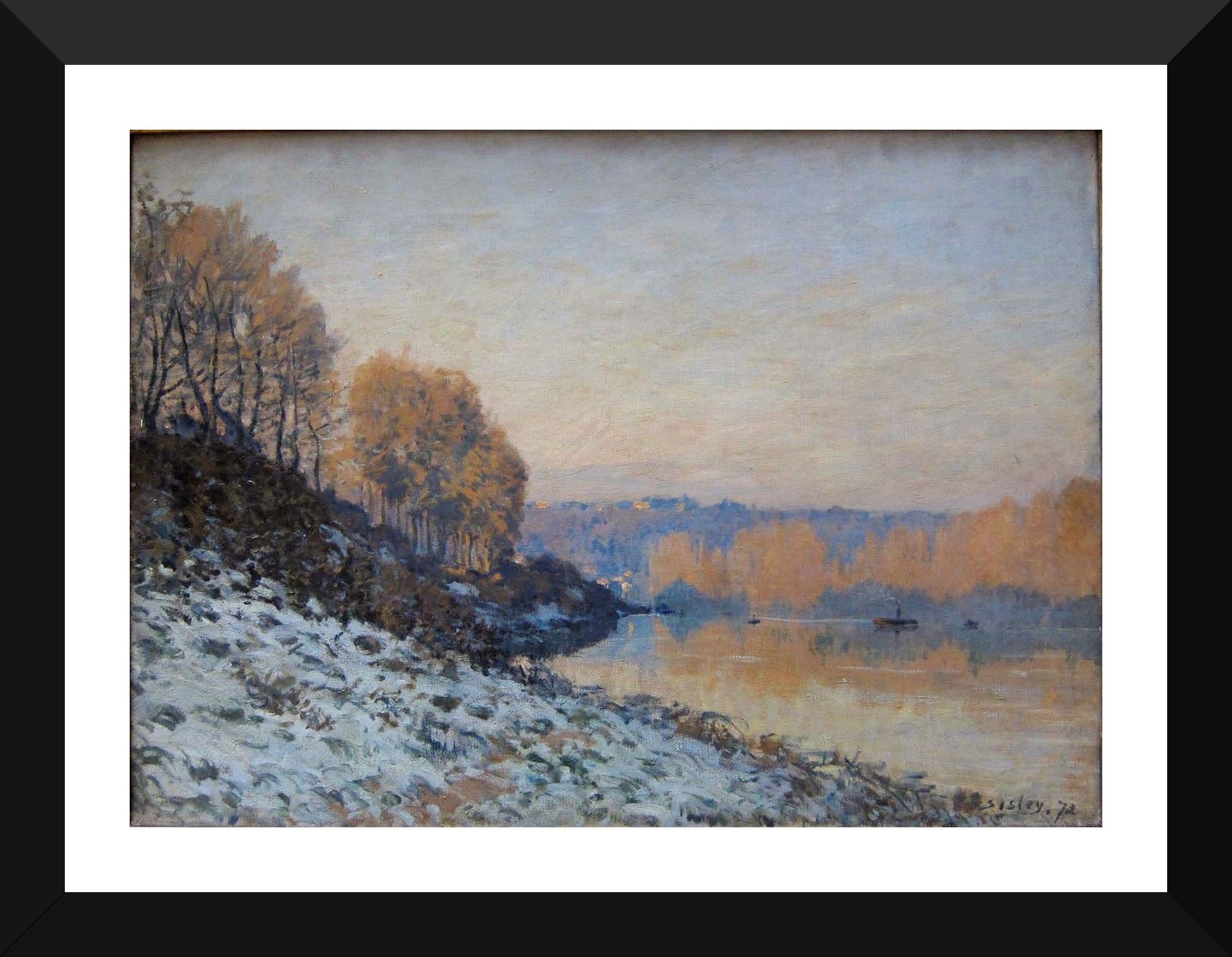 Tallenge Old Masters Collection - Port Marly by Alfred Sisley - Premium Quality A3 Size Framed Poster Paper Print
