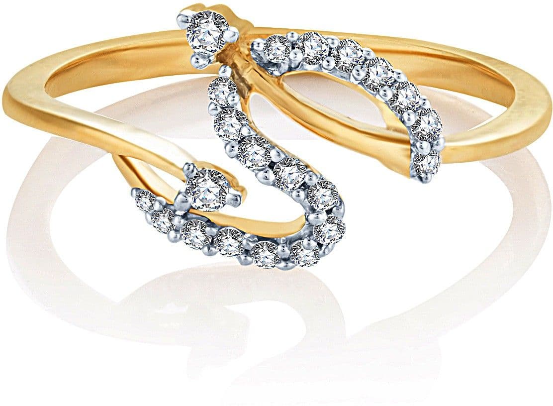 Karatcraft Twisted Gold Yellow Gold Diamond 18 K Ring