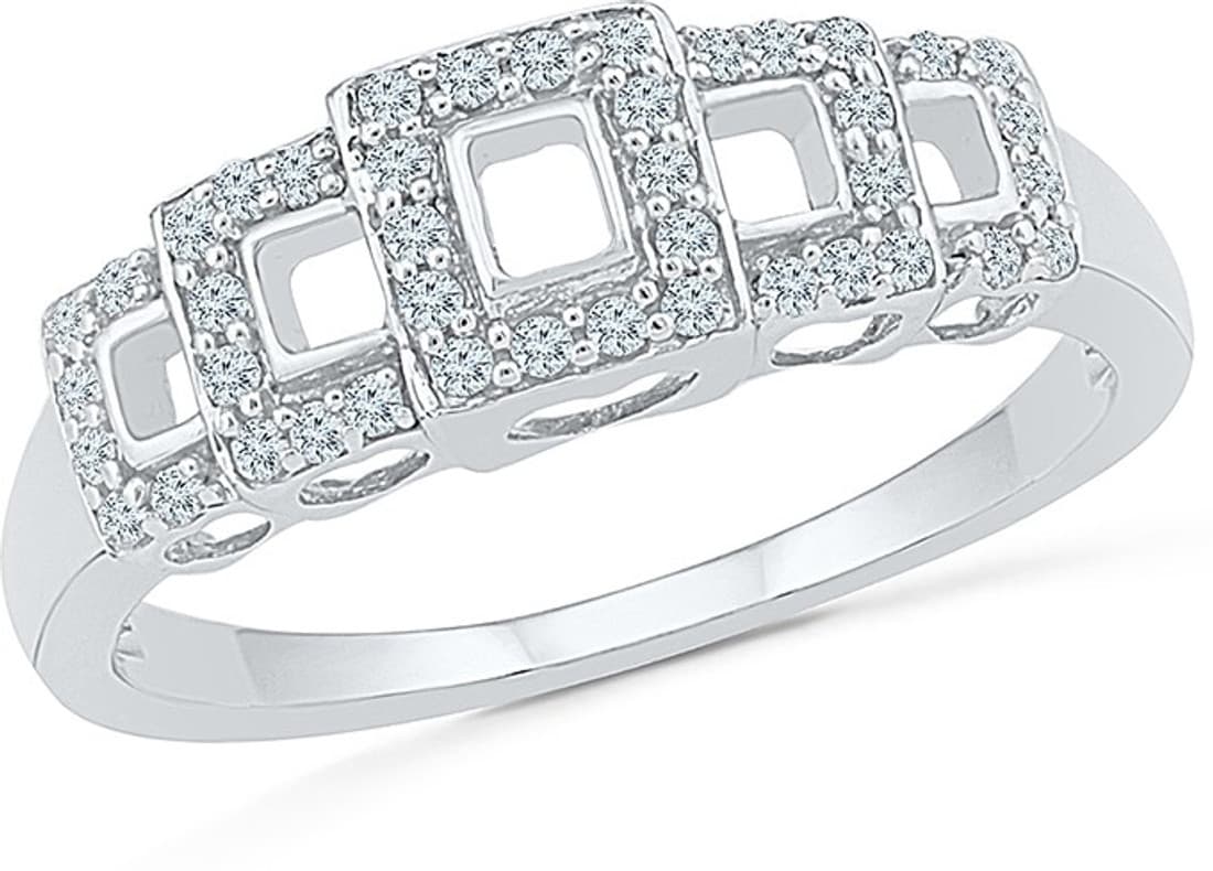 Radiant Bay Square Slade White Gold Diamond 18 K Ring