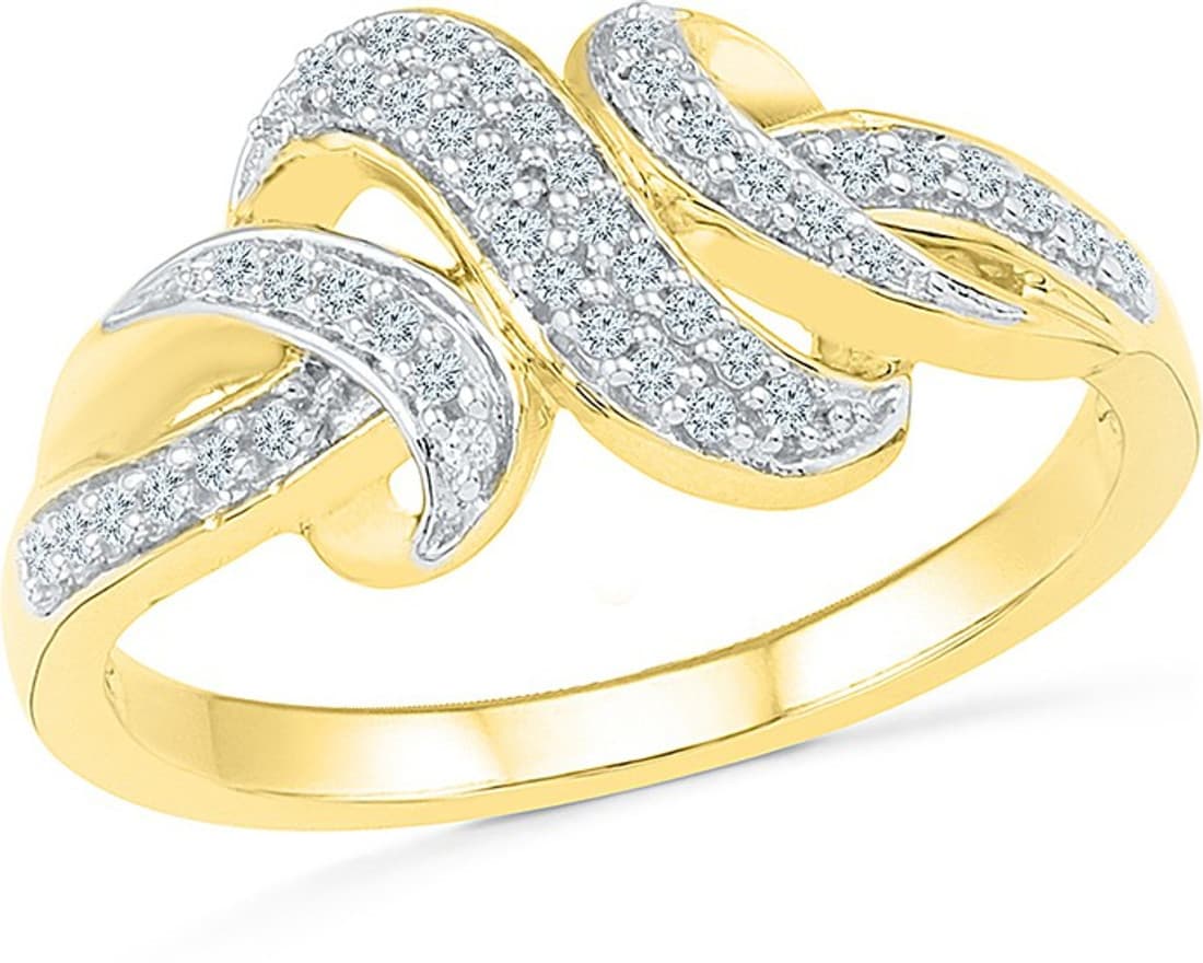 Radiant Bay Three Knot Yellow Gold Diamond 14 K Ring
