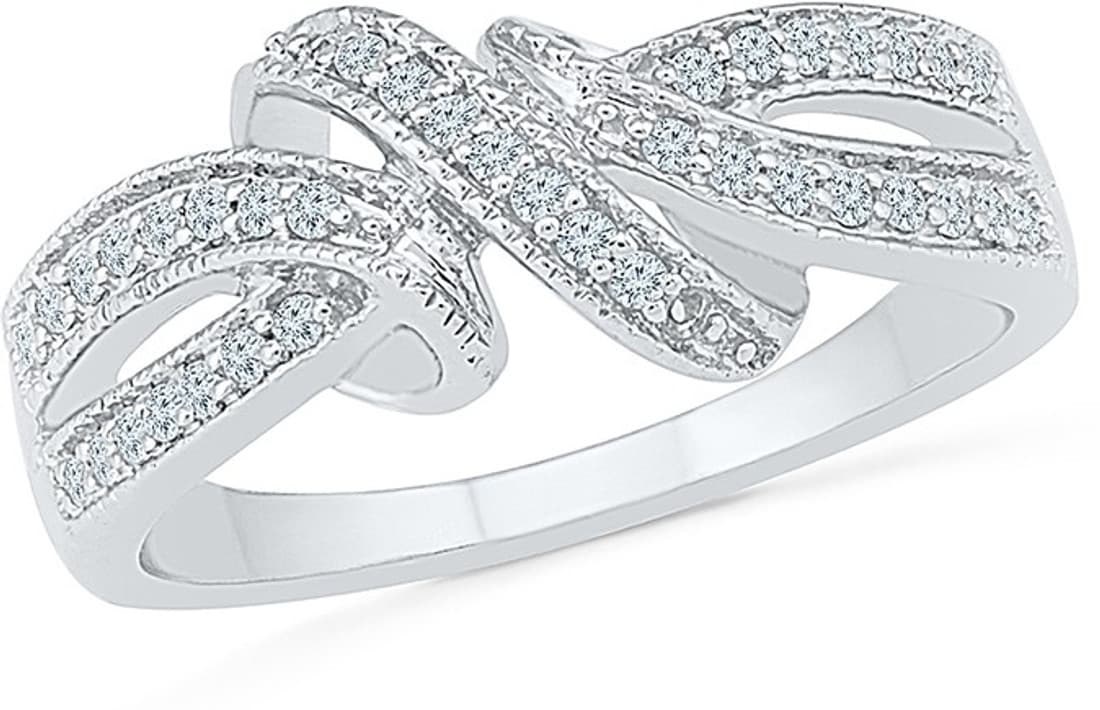 Radiant Bay Sumptous Infinity Knot White Gold Diamond 14 K Ring
