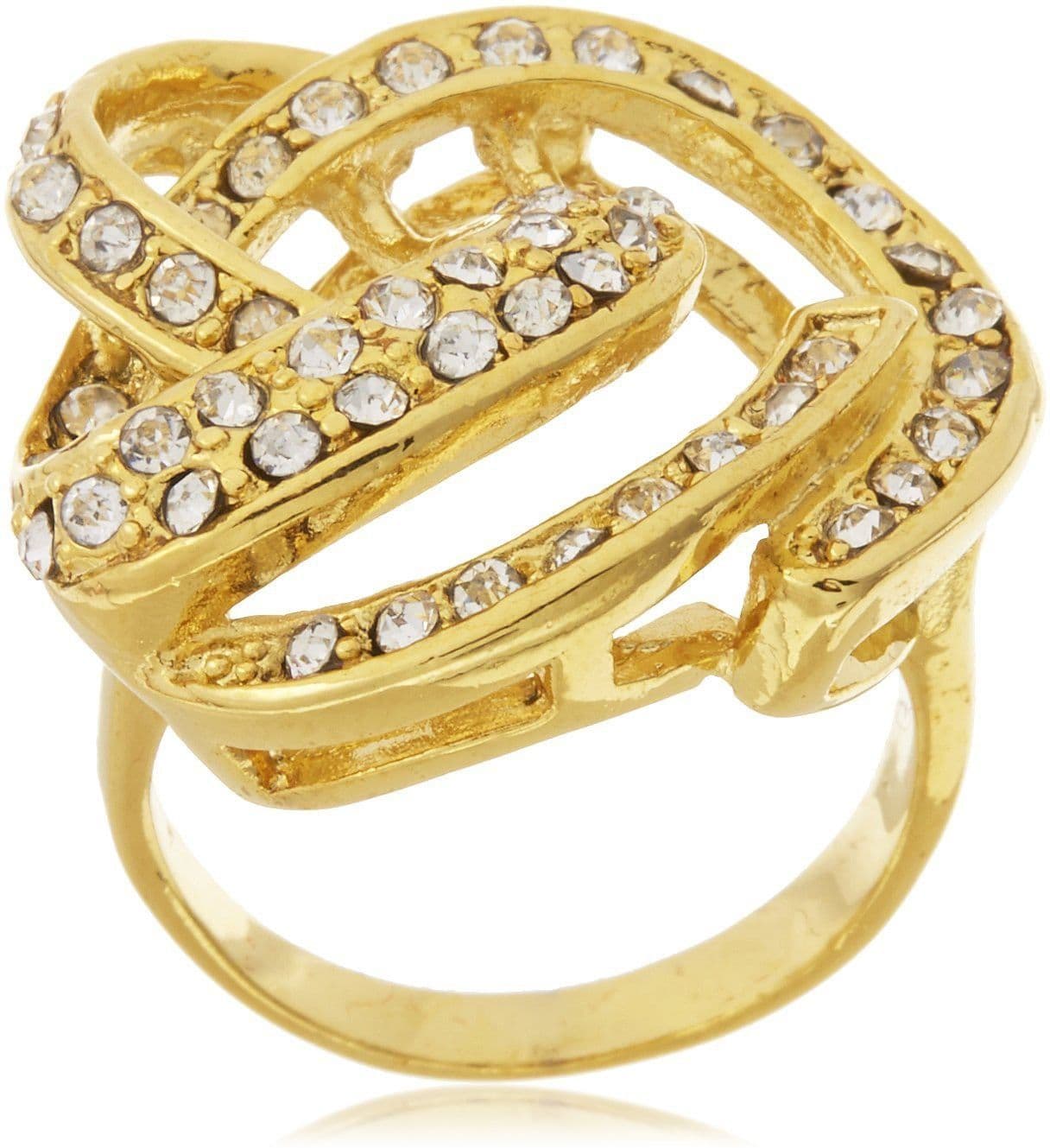 GB Jewellery Luxurious Alloy Cubic Zirconia Yellow Gold Ring